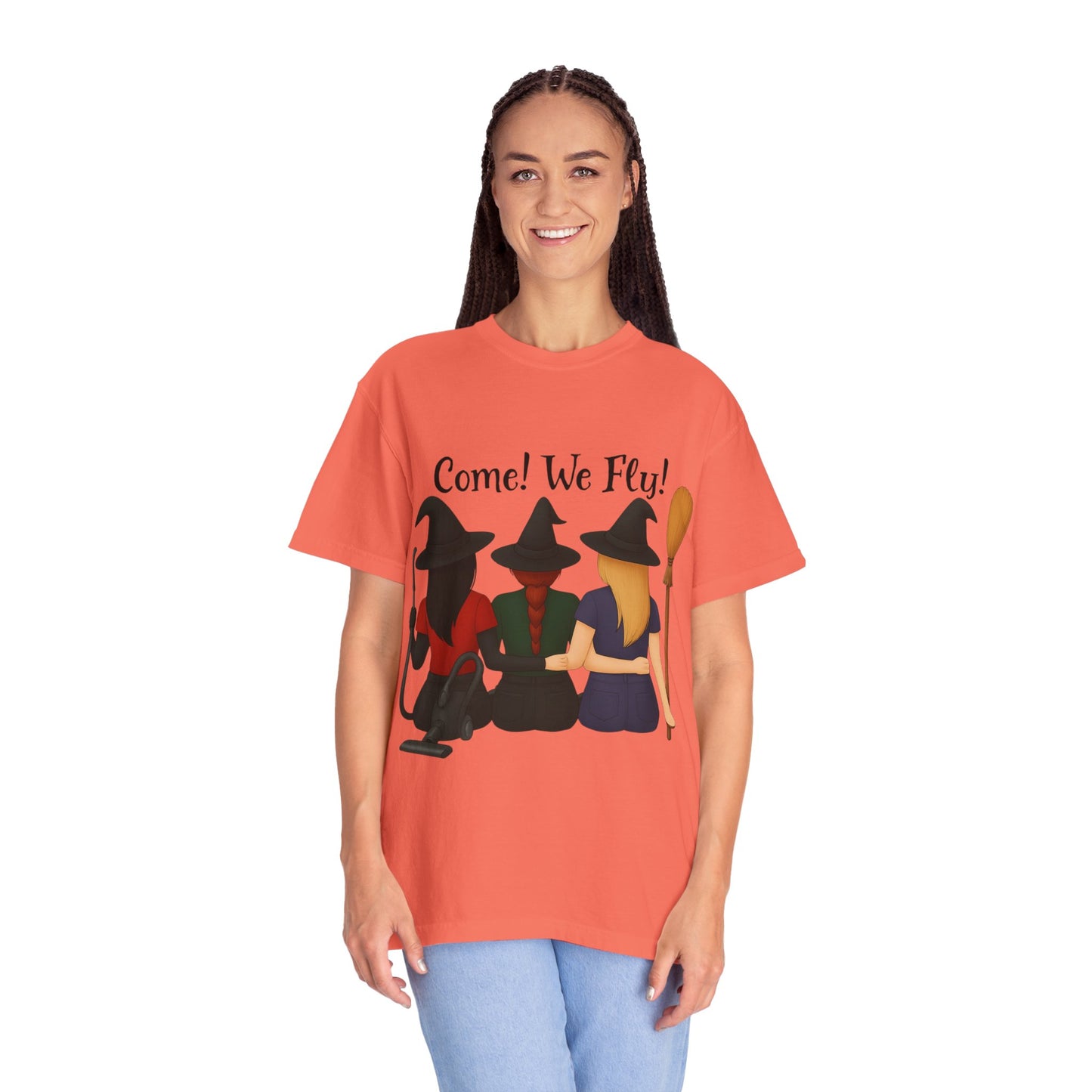 Witchy Halloween T-shirt - Come We Fly Unisex Garment-Dyed Tee