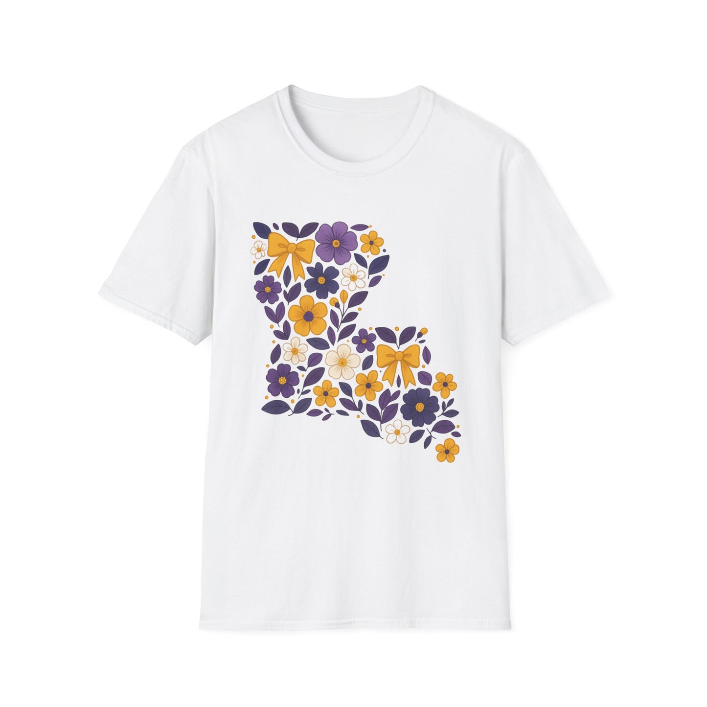 Louisiana Floral Graphic Tee, Casual Unisex T-Shirt, Spring Fashion, Gift for Nature Lovers, Summer Outfit, Southern Pride