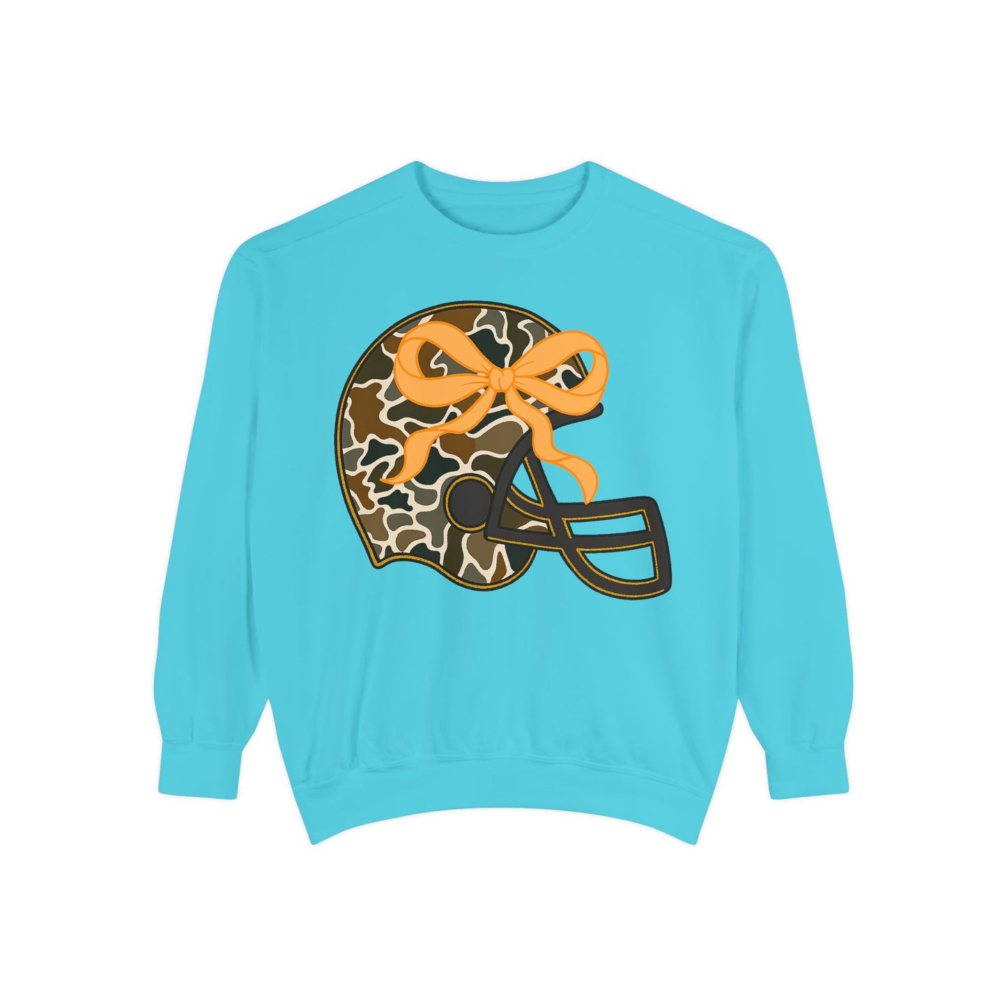 Comfort colors sweatshirt Camo Helmet Design, Casual Athletic Wear, Unisex Fall Fashion, Gift for Sports Fans