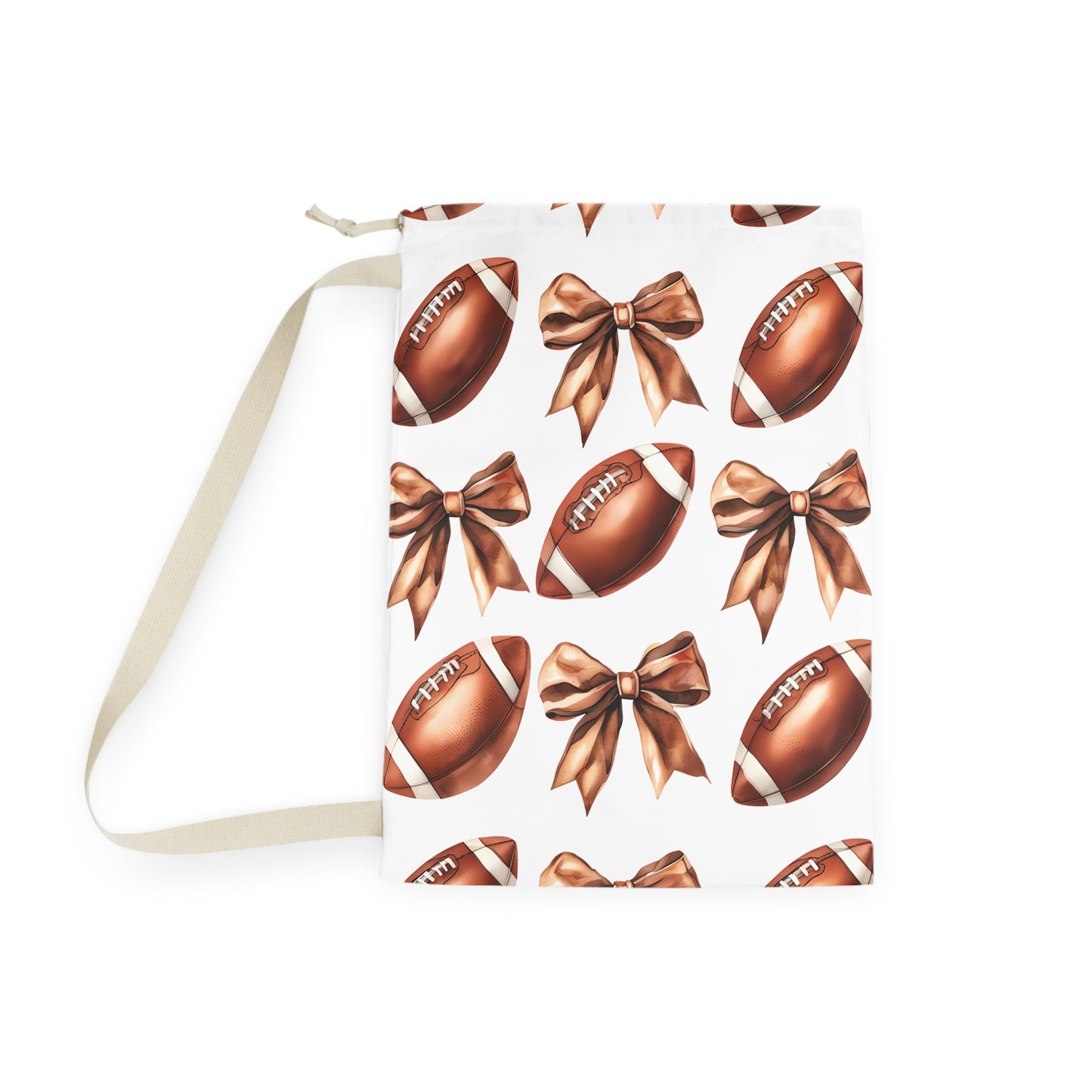Football Laundry Bag with Bow Design, Sports Gear Organizer, Team Spirit Storage, Game Day Essential, Gift for Athletes