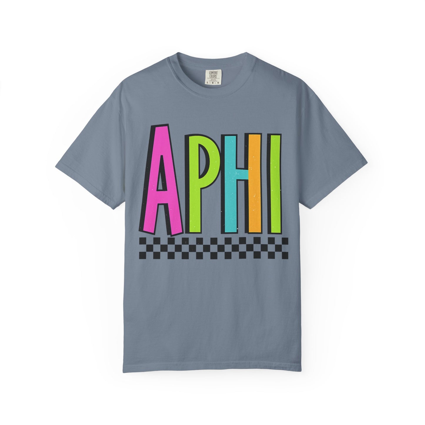 Checkered Neon Alpha P Colorful Graphic Unisex T-Shirt
