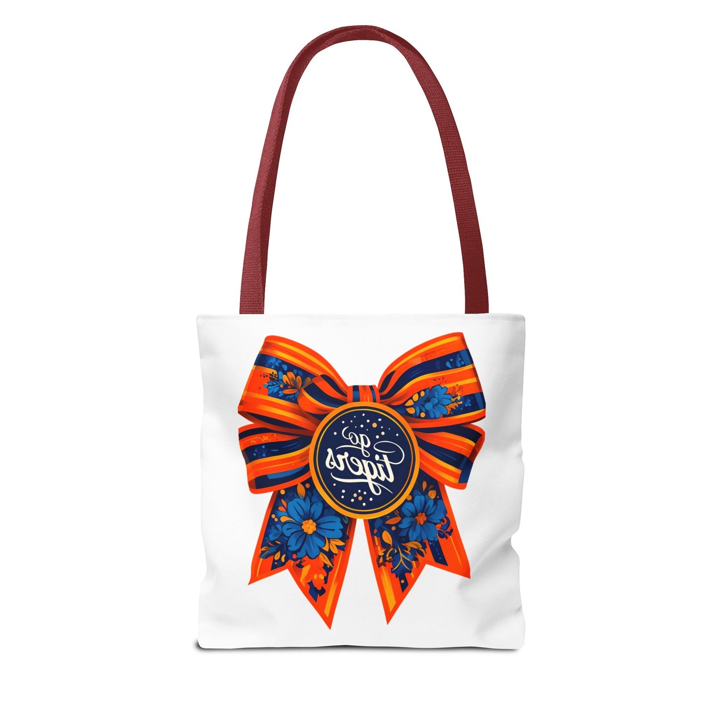 Cheerful Floral Tote Bag - Go Tigers, Sports Fan Gift, Custom Tote, Floral Design, Game Day Bag, Personalized Shopping Bag
