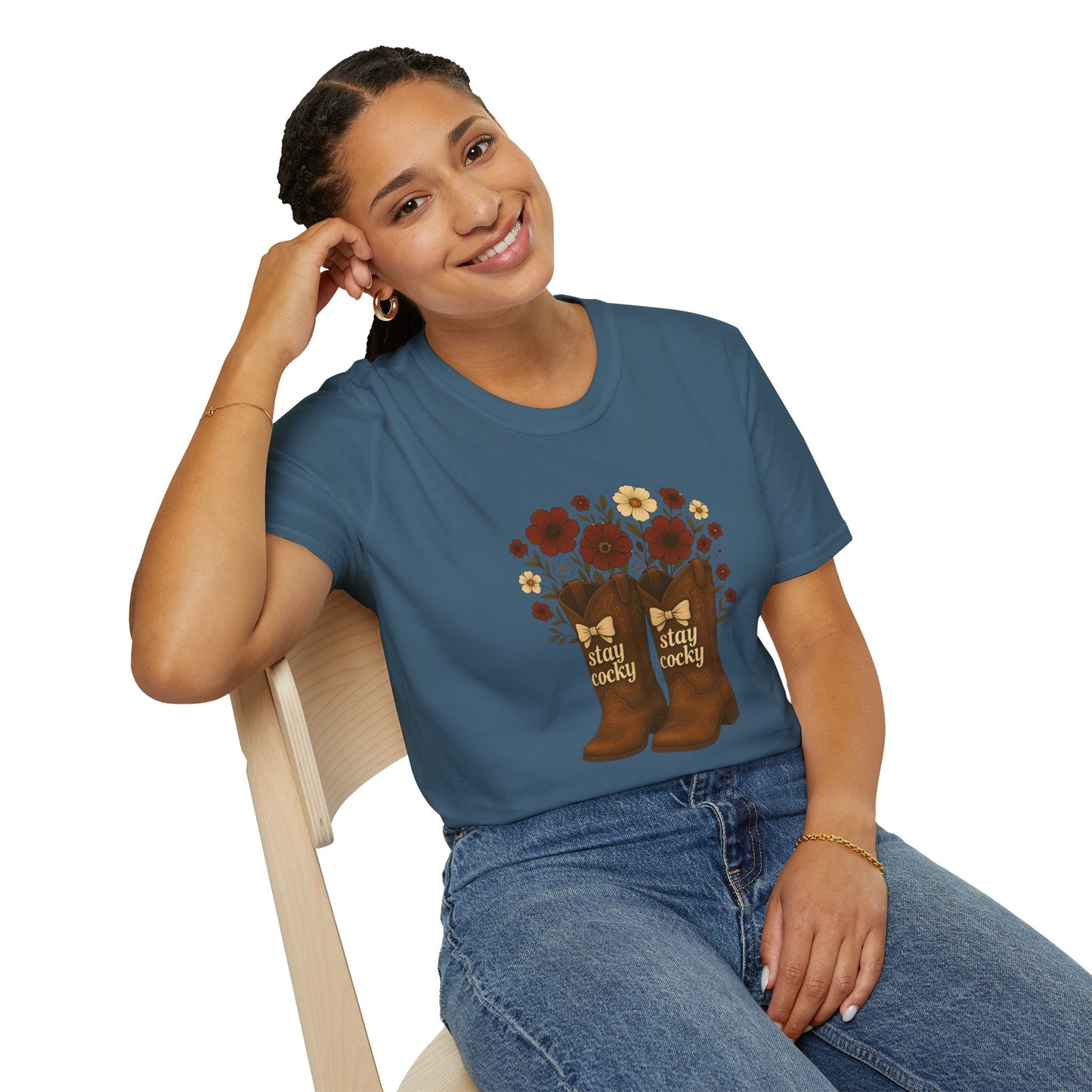 Sc stay cocky coquette t-shirt, Lucky Cowboy Boots T-Shirt, Country Style Tee, Floral Graphic Shirt, Gift for sc fan, go gamecocks, sc game day, graduation gift, college student gift