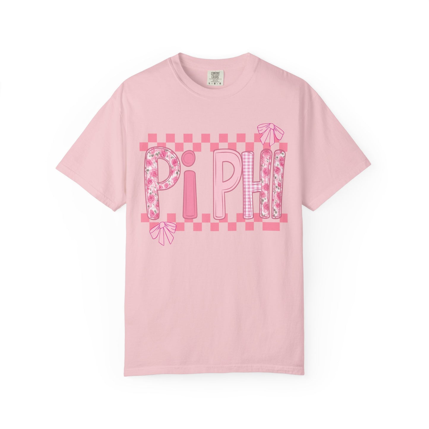 Cute Garment-Dyed T-Shirt for Sorority Sisters, Pi -Checked Style, Perfect for Casual Outings, Sorority Events, Gifts