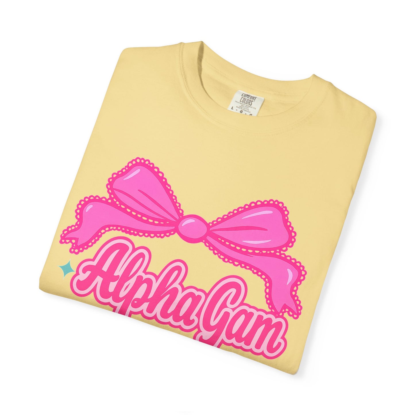 AlphaGam Bow T-Shirt | Unisex Garment-Dyed Tee for Sorority Sisters, College Apparel, Gifts for Greek Life, Casual Outfit, Sorority [...]