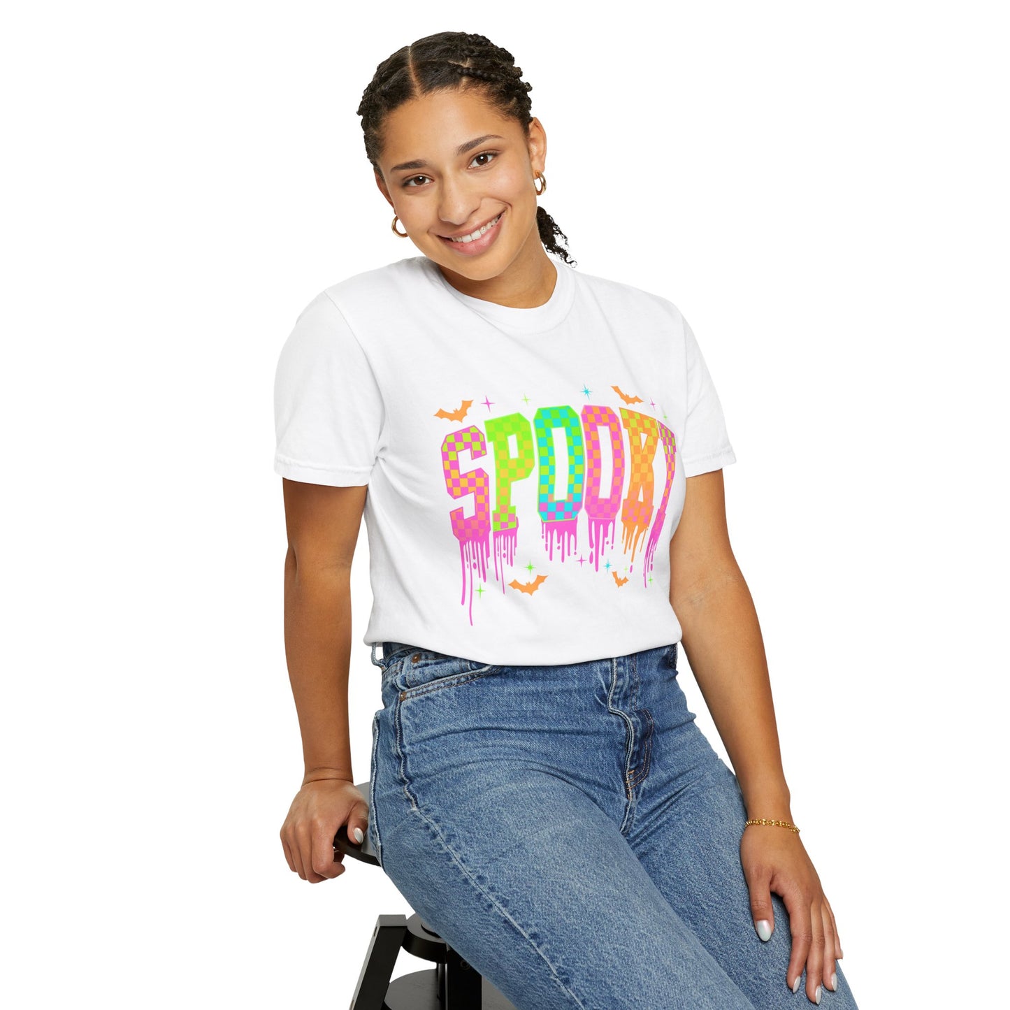 Colorful Neon Checkered Spooky T-Shirt