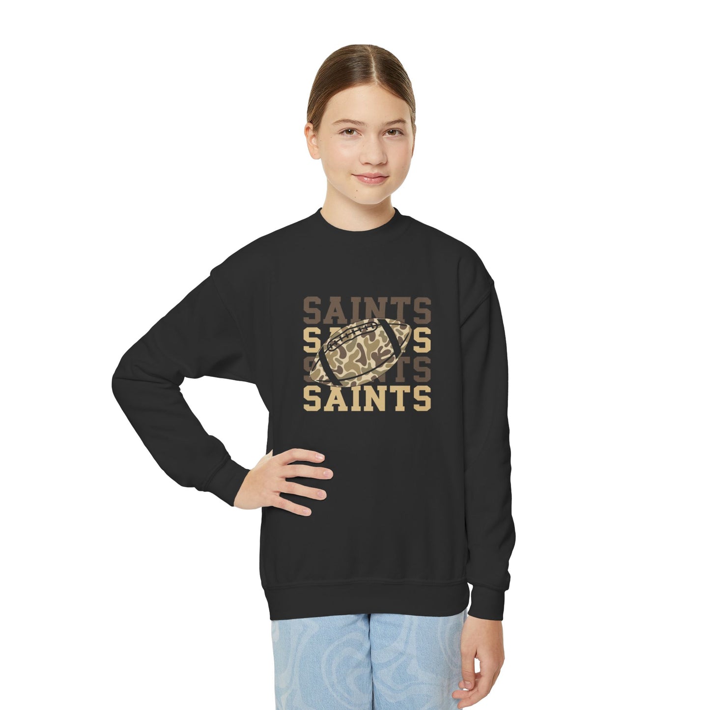 Youth Saints Crewneck Sweatshirt, Cozy Youth Sweatshirt, Sports Team Apparel, Perfect for Game Day, Gift for Young Fans