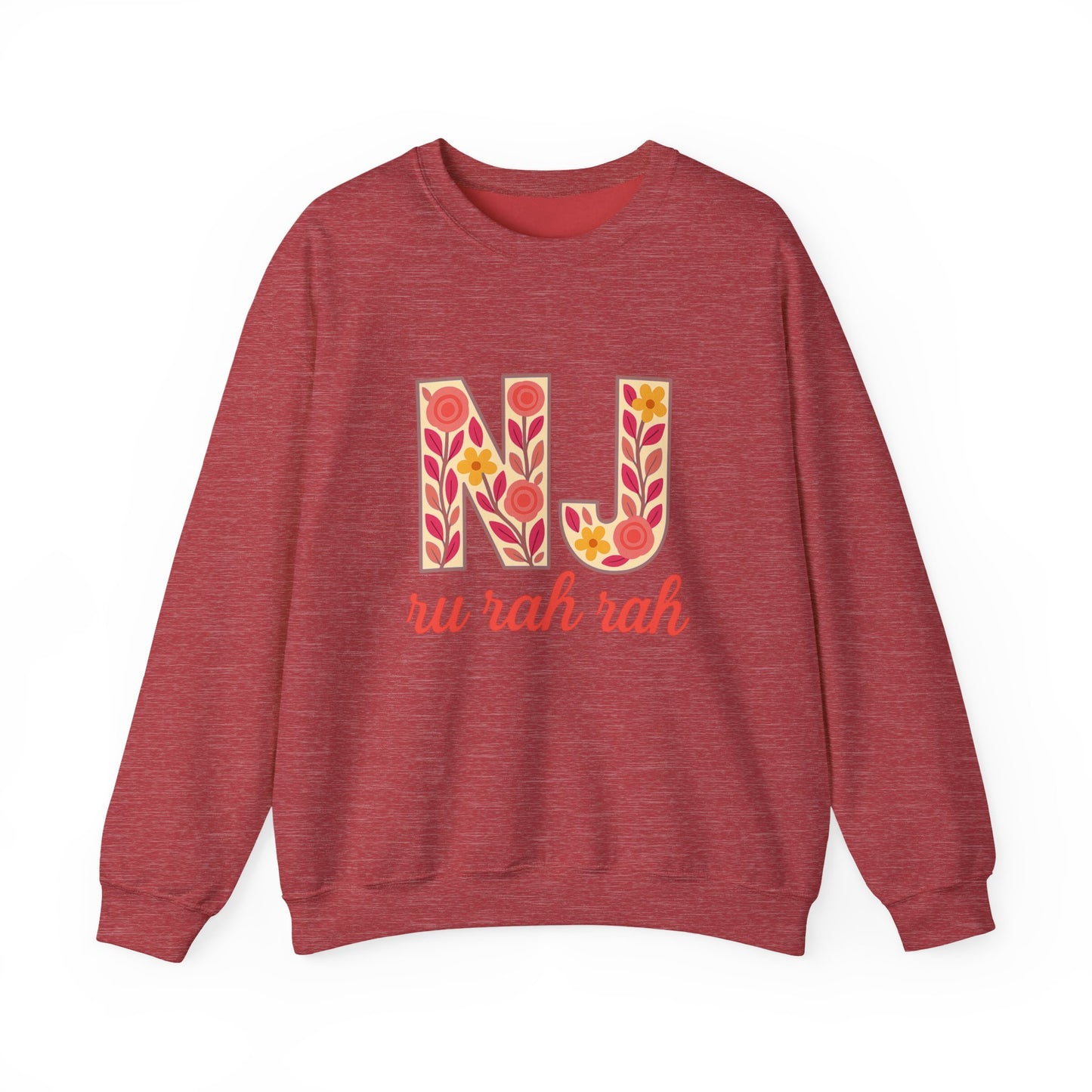 NJ Floral Pattern Crewneck Sweatshirt, Cozy Jersey, Casual Layer, Unique Gift, Fall Fashion, Unisex Apparel