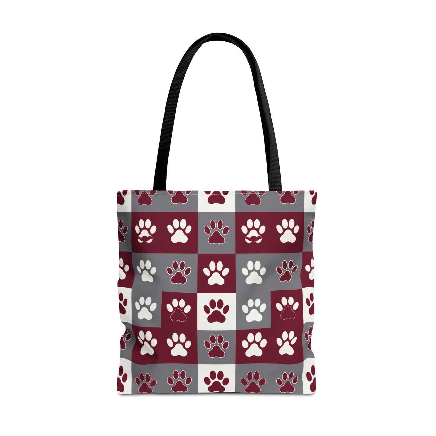 MS Bulldog Tote Bag - AOP, Paw Print Design, Reusable Shopping Bag, Mississippi Bulldog Fan, Animal Lover Accessory