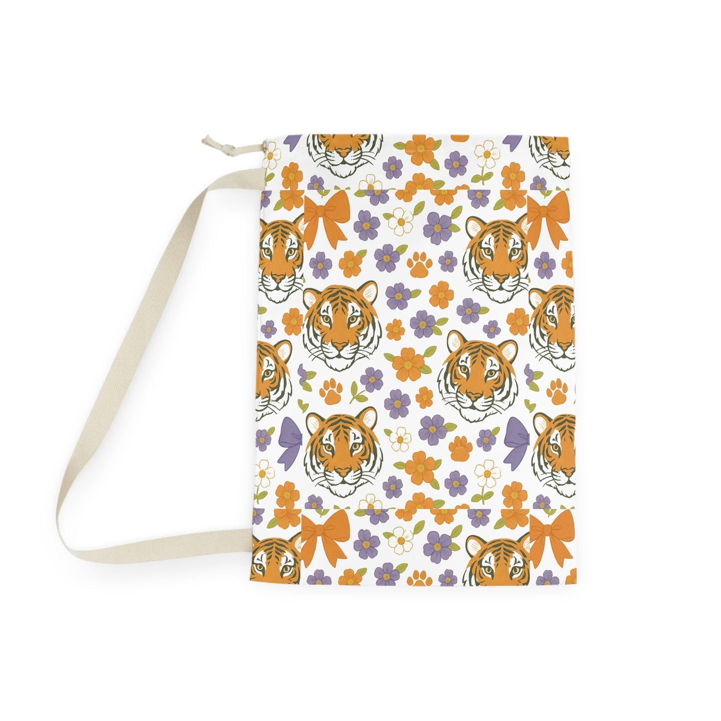 Tiger Print Laundry Bag, Stylish Laundry Tote, Floral Wash Bag, Gift for Students, Clemson College Student Gift, Home Décor