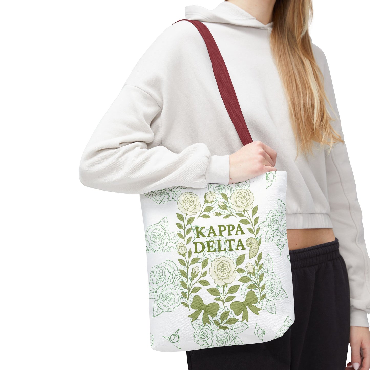 Elegant Kappa Delta Tote Bag, Floral AOP Design, Sorority Bag, Gift for Sisters, Eco-Friendly Shopping Bag