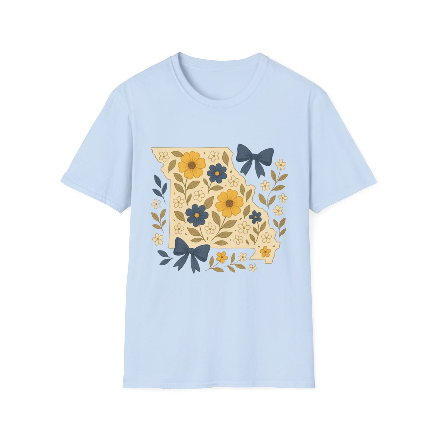 Missouri Floral Unisex T-Shirt, Softstyle Tee, Gift for Her, Spring Fashion, Casual Wear, Personalized Shirt, Eco-Friendly Apparel