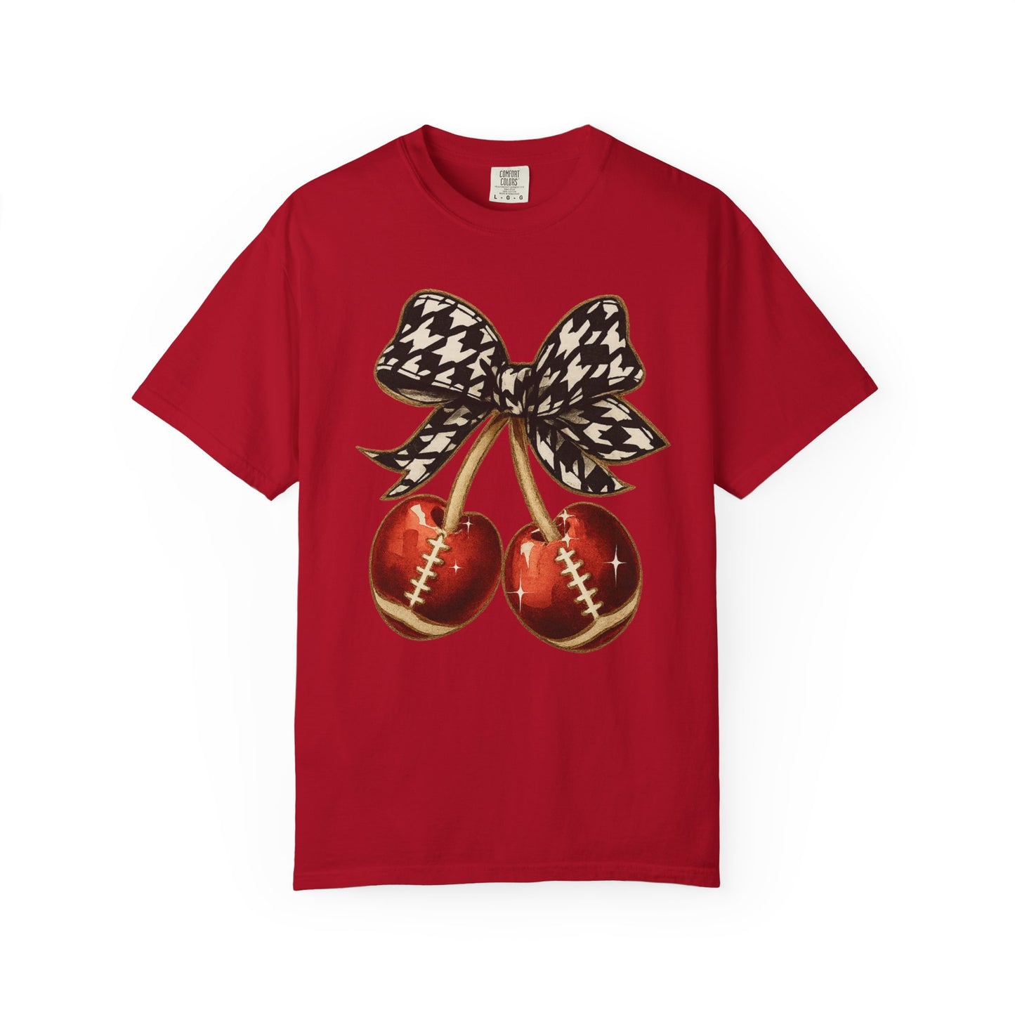 Houndstooth Bow Unisex Tee for Sports Lovers | Garment-Dyed T-shirt