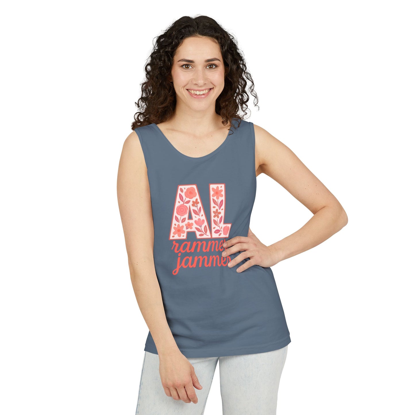 Floral Alabama Rammer Jammer Tank Top, Summer Tee, College Apparel, Game Day Shirt, Unisex Summer Clothing, Southern Style Top, Comfort Colors, Graduation Gift