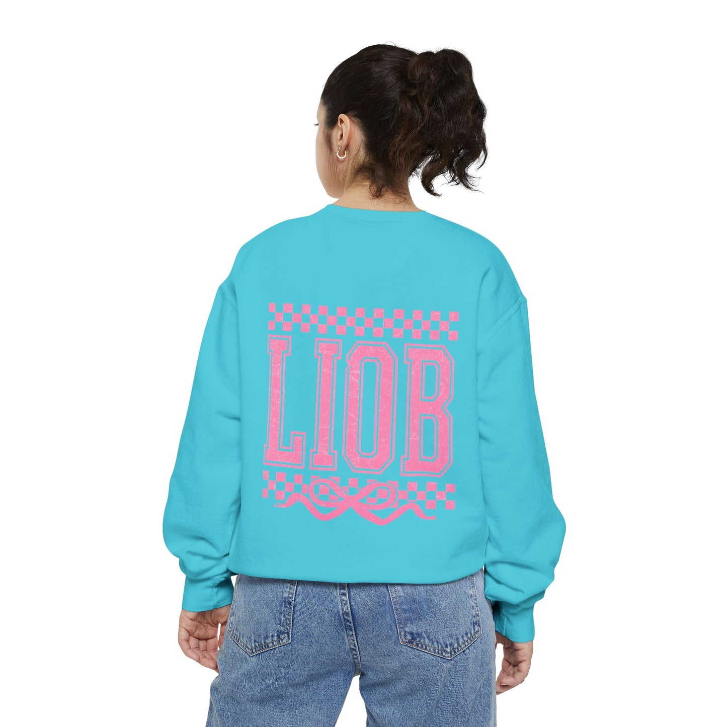 Cozy Garment-Dyed Sweatshirt with 'LIOB' Design | Casual Wear, Gift for Friends, Birthday, Celebrations, Loungewear