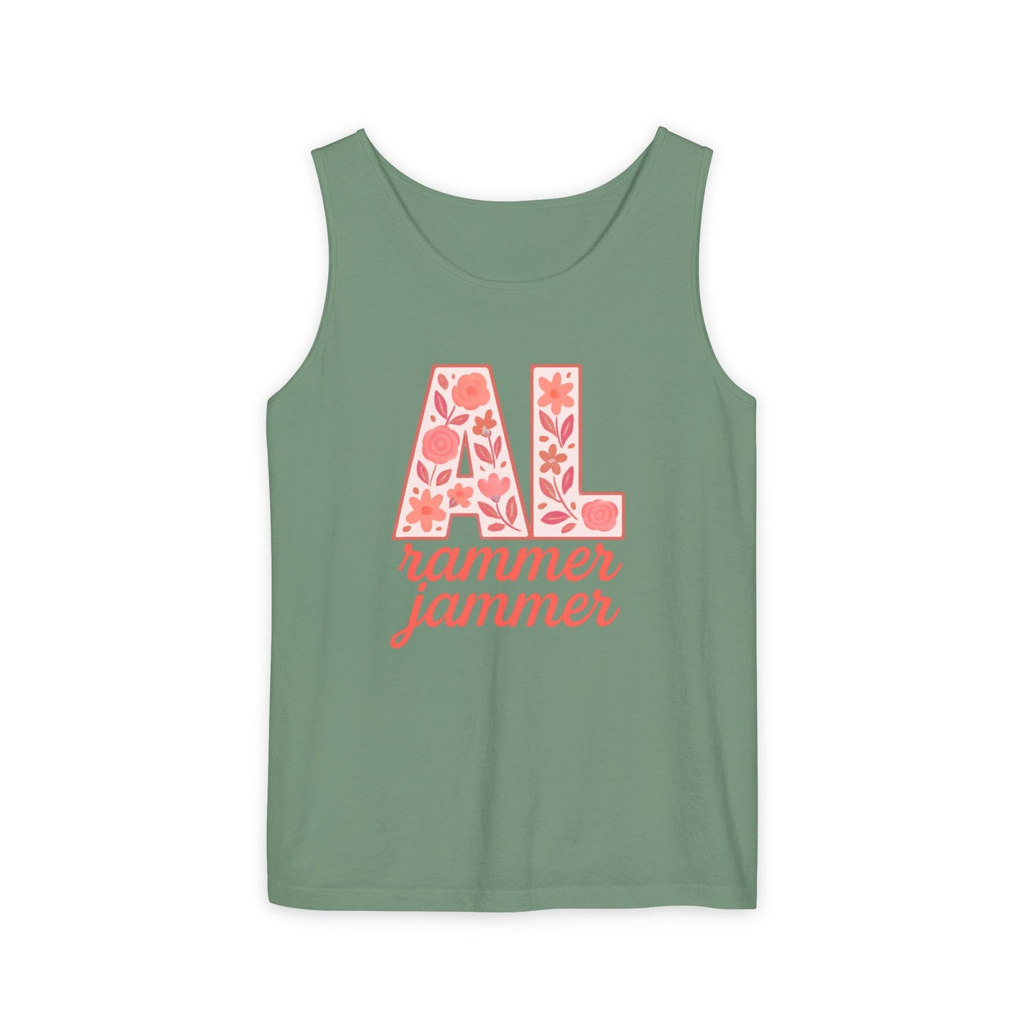 Floral Alabama Rammer Jammer Tank Top, Summer Tee, College Apparel, Game Day Shirt, Unisex Summer Clothing, Southern Style Top, Comfort Colors, Graduation Gift