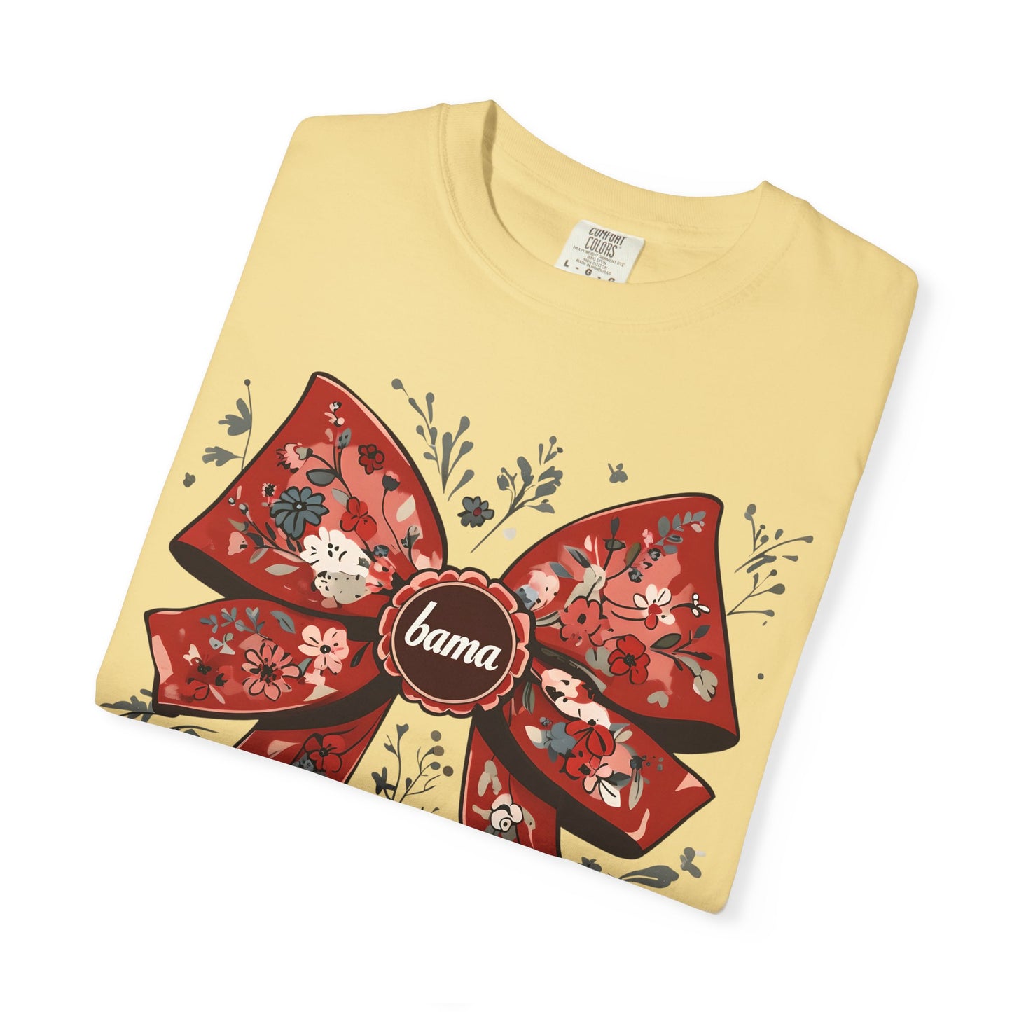Floral Bow T-shirt - Comfort Colors - Coquette Bama Bow - Alabama Fan