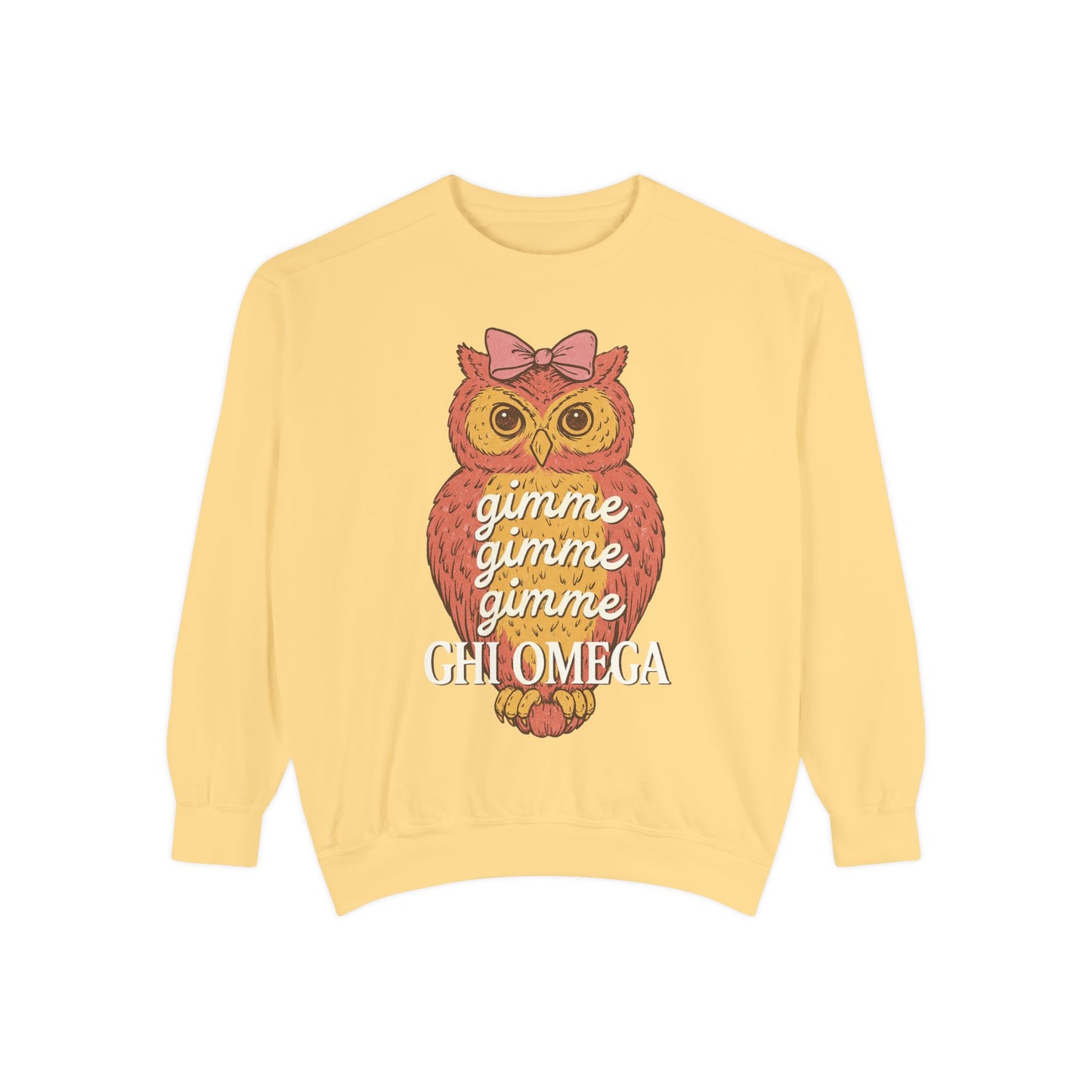 Gimme Gimme Owl Sweatshirt, Unisex Sweatshirt, Sorority Apparel, Cute Owl Design, Cozy Gift, College Sweatshirt