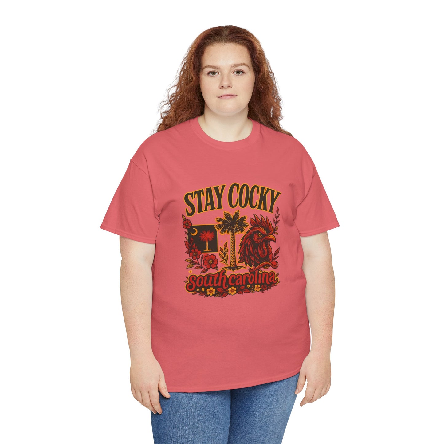 Stay Cocky Unisex Heavy Cotton Tee, Casual Graphic Tee, South Carolina Pride Shirt, Fun Vacation Wear, Perfect Gift for Gamecocks Fans