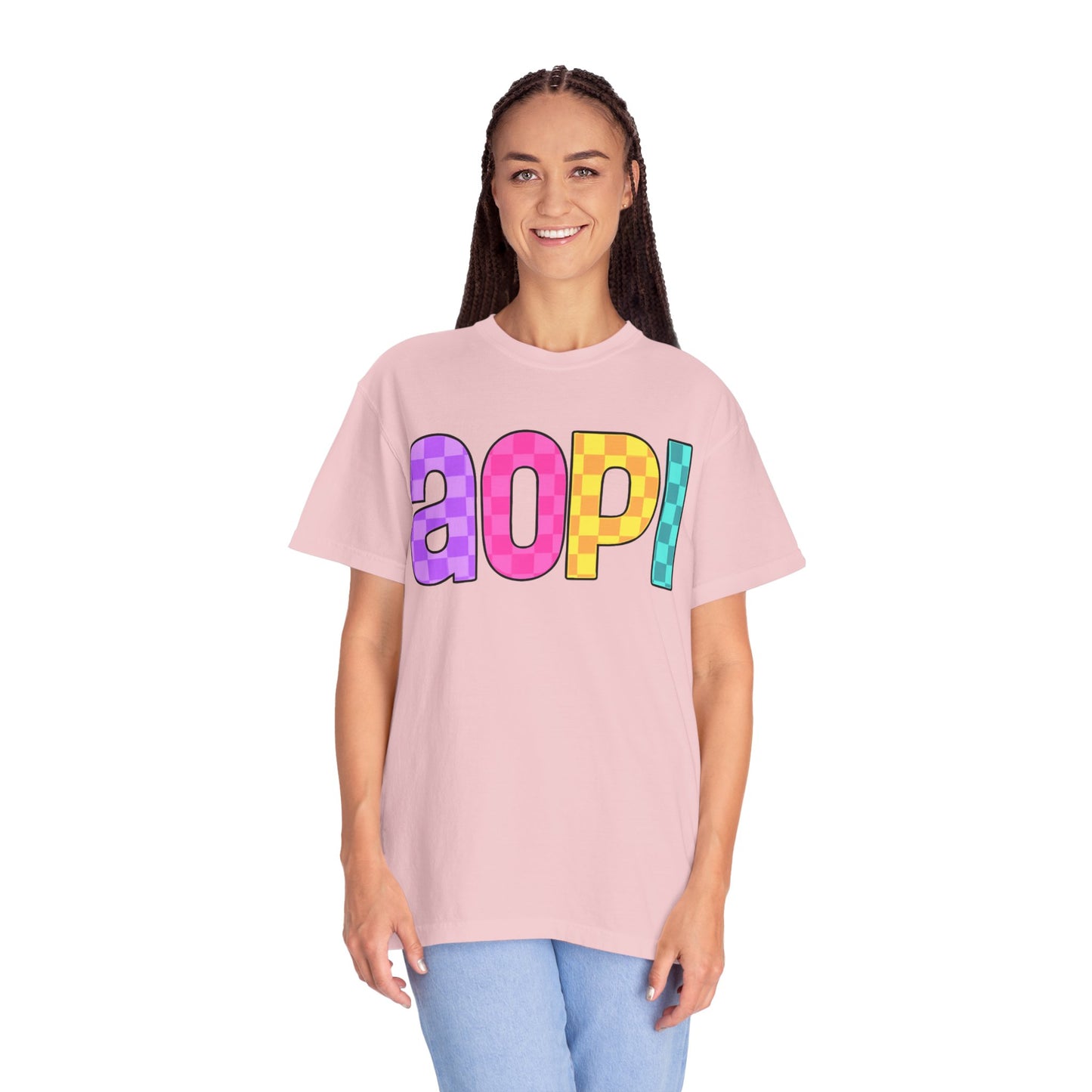 Colorful Graphic Tee - Trendy Unisex Garment-Dyed T-shirt for Casual Summer Wear and AOPI Spirit Gift