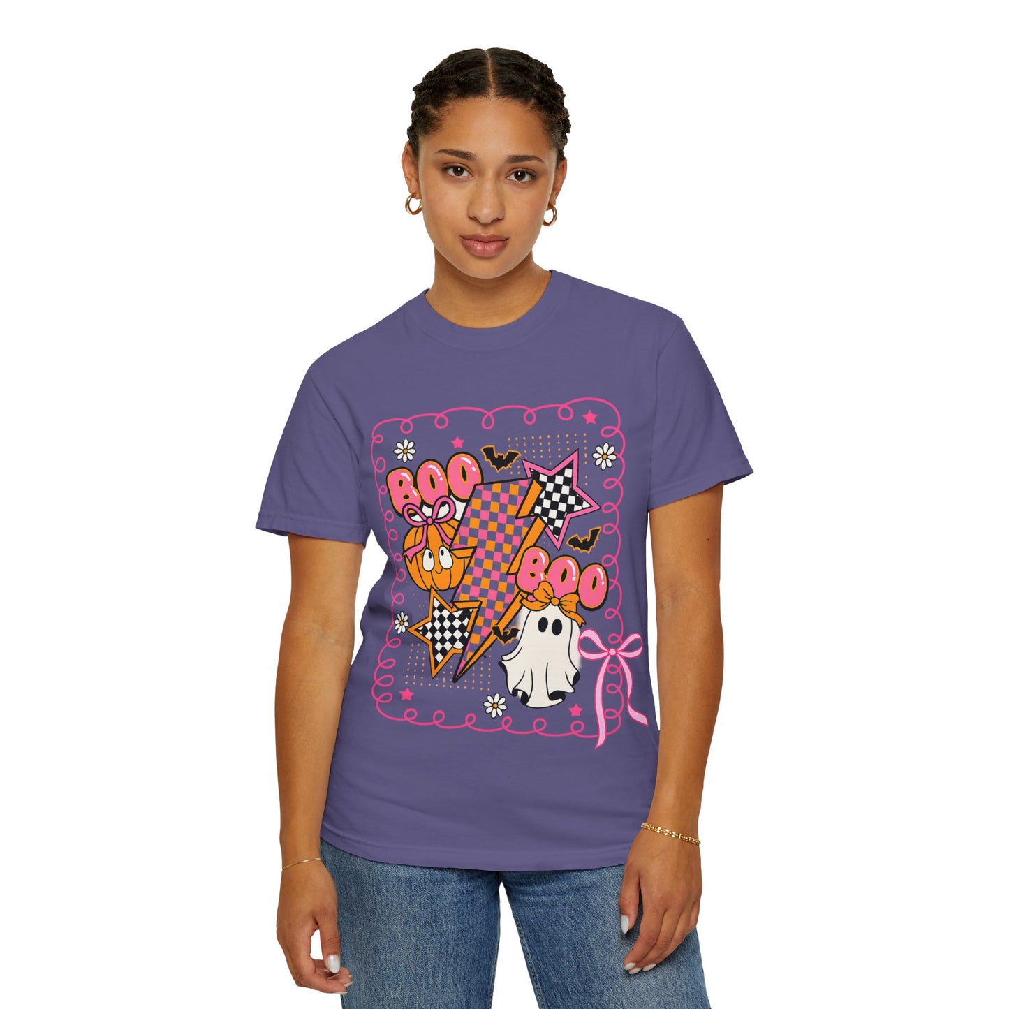 Retro Design Orange & Pink Unisex Halloween T-Shirt