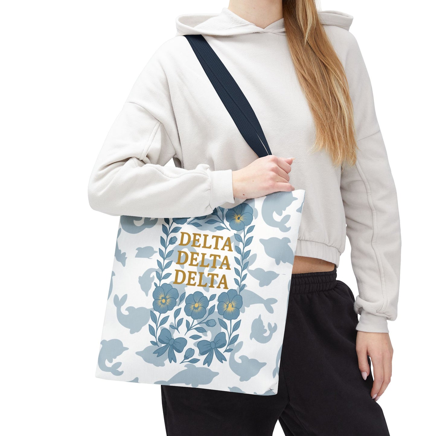 Delta Delta Delta Floral Tote Bag | Sorority Gift | Reusable Shopping Bag | Summer Accessory | Eco-Friendly Bag | Stylish Storage