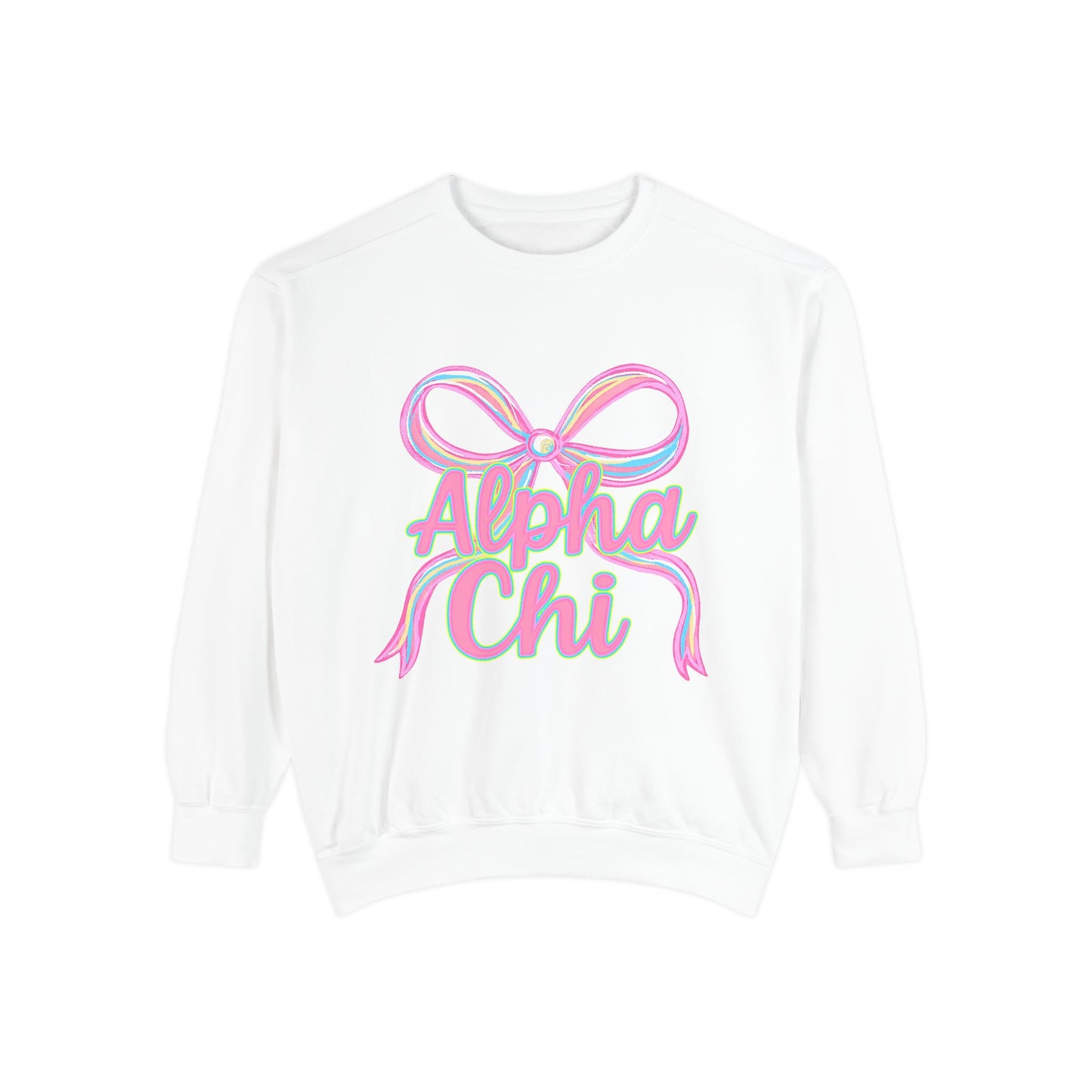 AlphaChi Garment-Dyed Sweatshirt, Sorority Sweatshirt, Personalized Gift, College Apparel, Comfortable Crewneck, Trendy Fashion