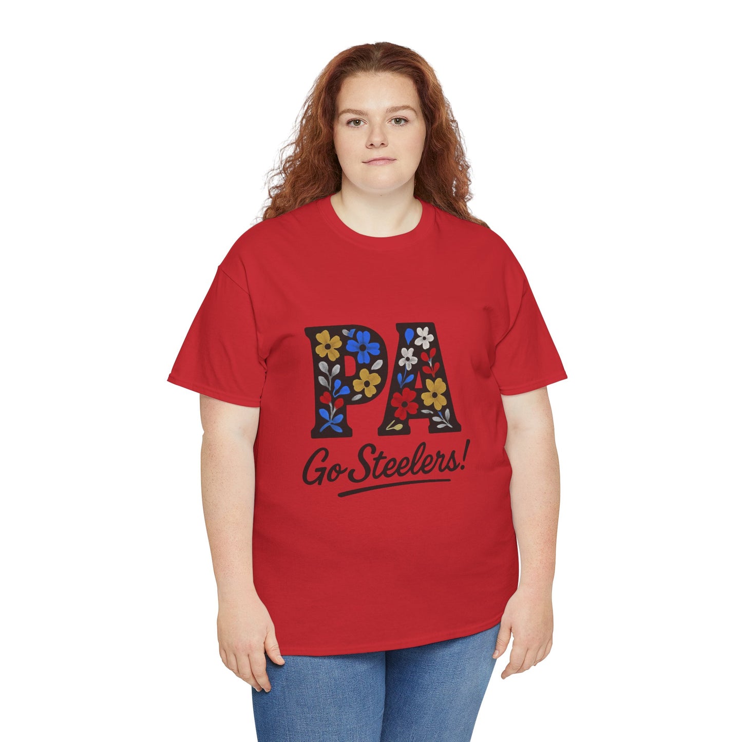Sports Fan Tee - Floral PA Go Steelers Unisex Heavy Cotton Tee