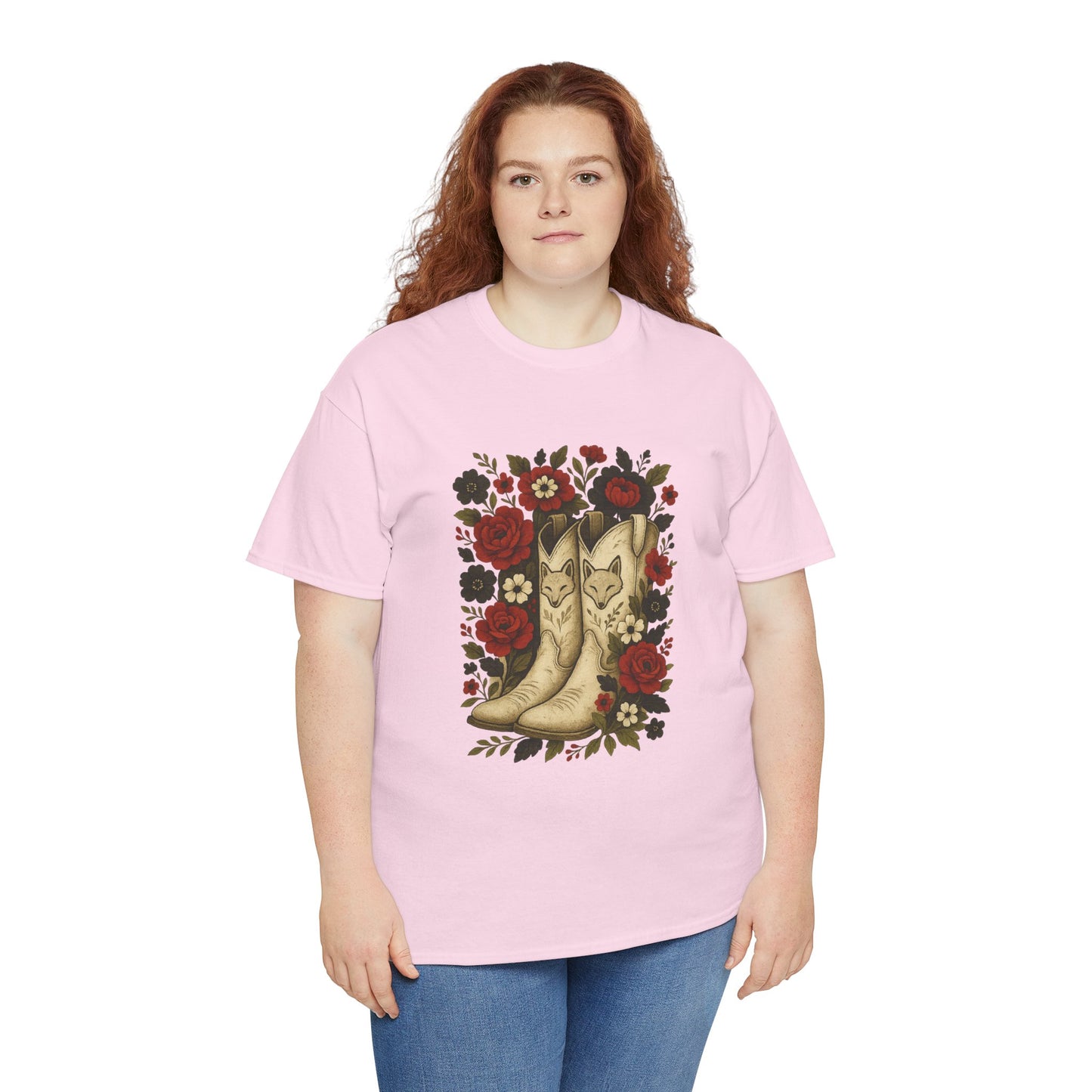 AR State Red Wolves Vintage Floral Cowboy Boots Tee