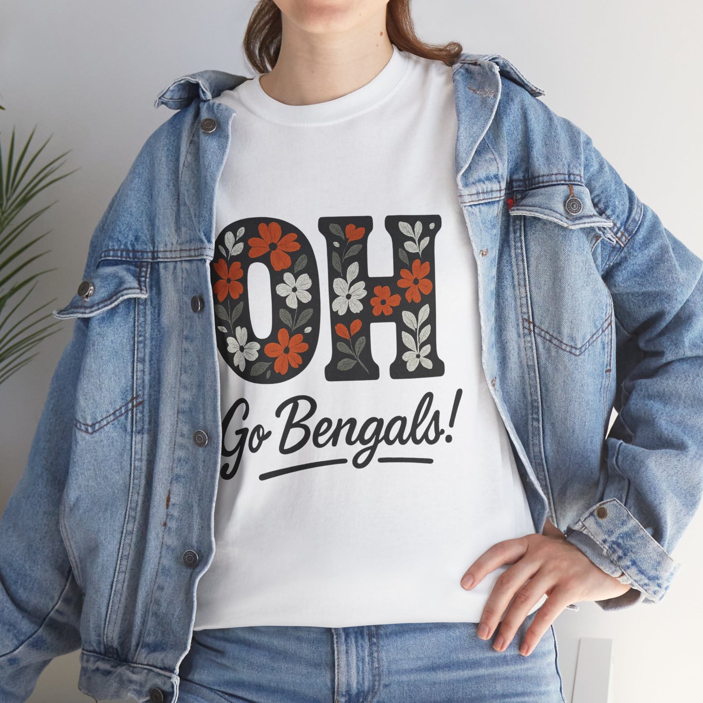 Bengals Floral Tee - Unisex Heavy Cotton