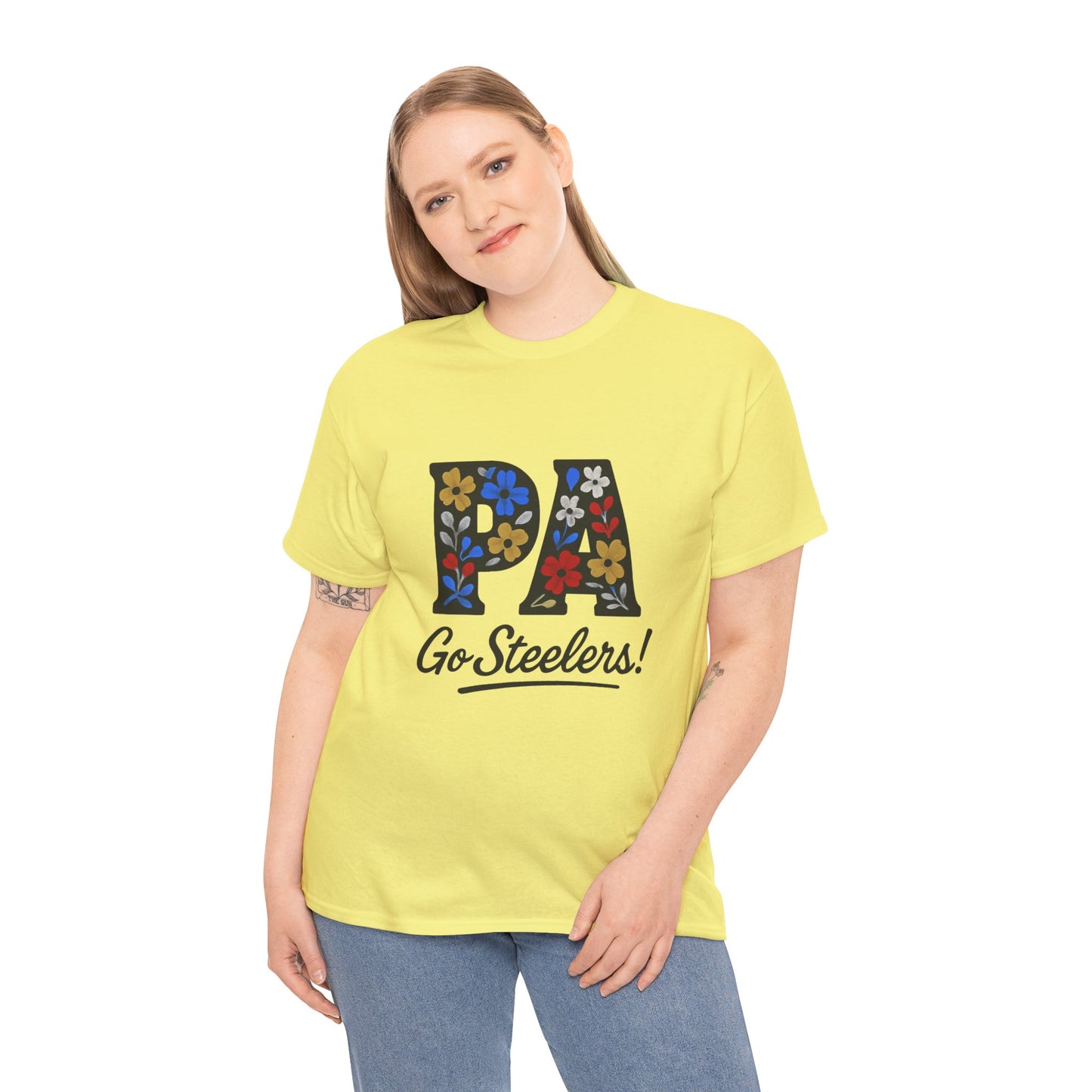 Sports Fan Tee - Floral PA Go Steelers Unisex Heavy Cotton Tee
