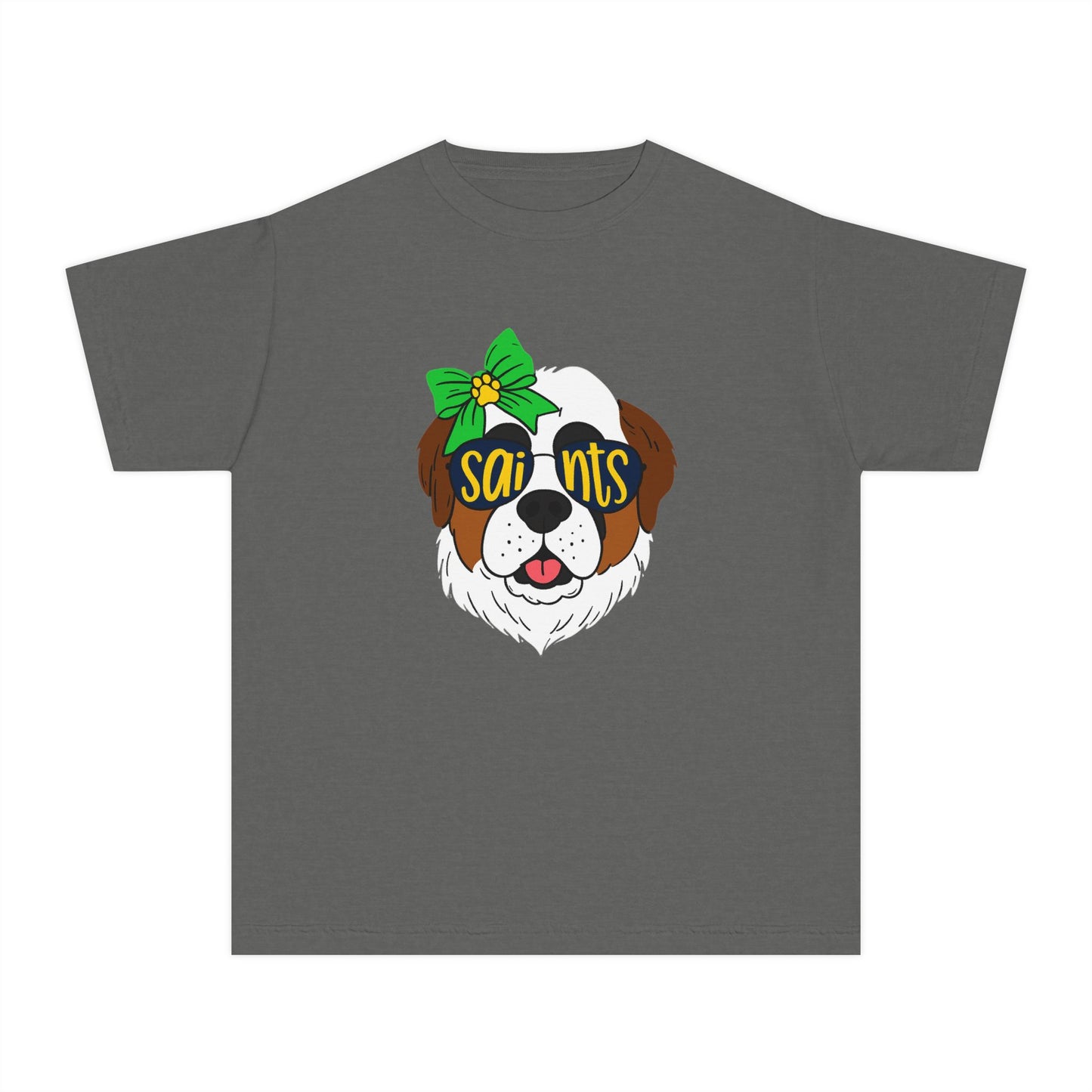 Saints Dog Youth Tee, Cute Puppy T-Shirt, Pet Lover Gift, Casual Wear, Birthday, Family Reunion, Dog Show