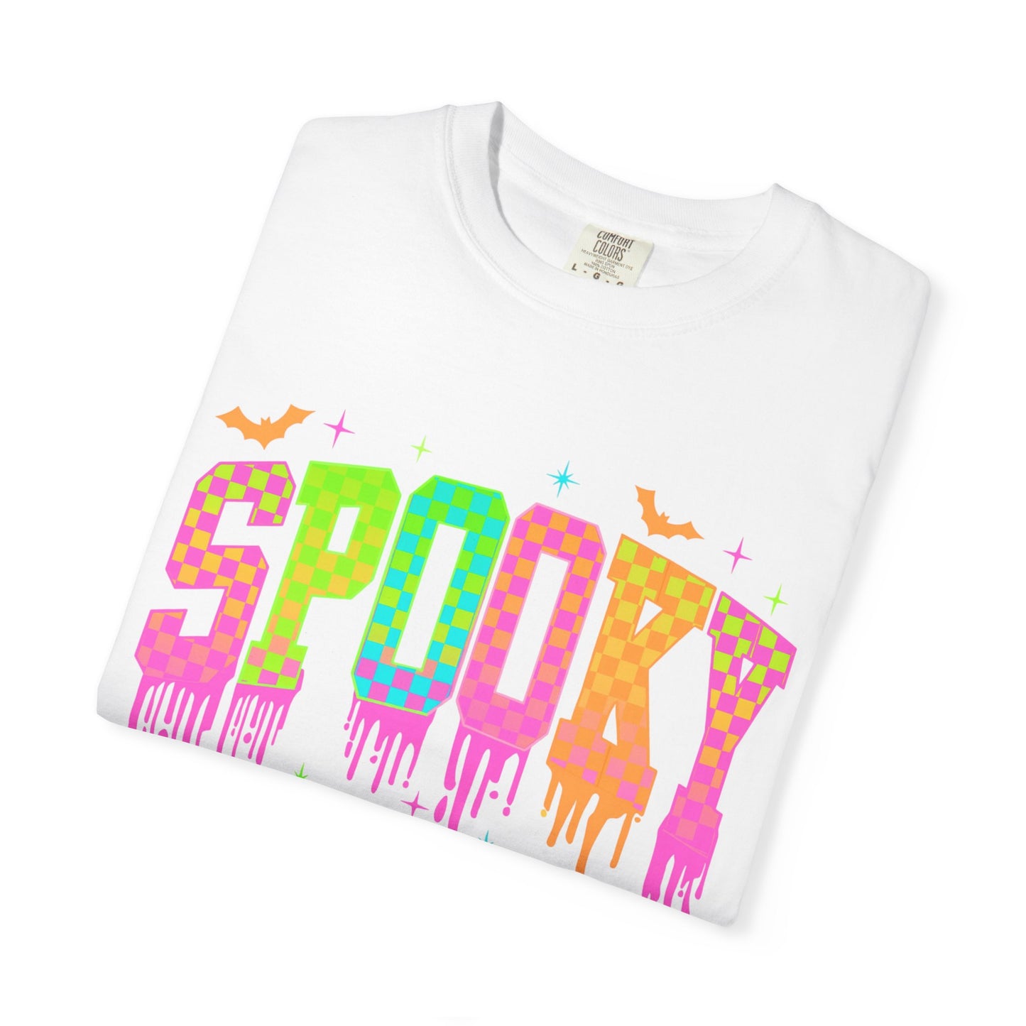 Colorful Neon Checkered Spooky T-Shirt