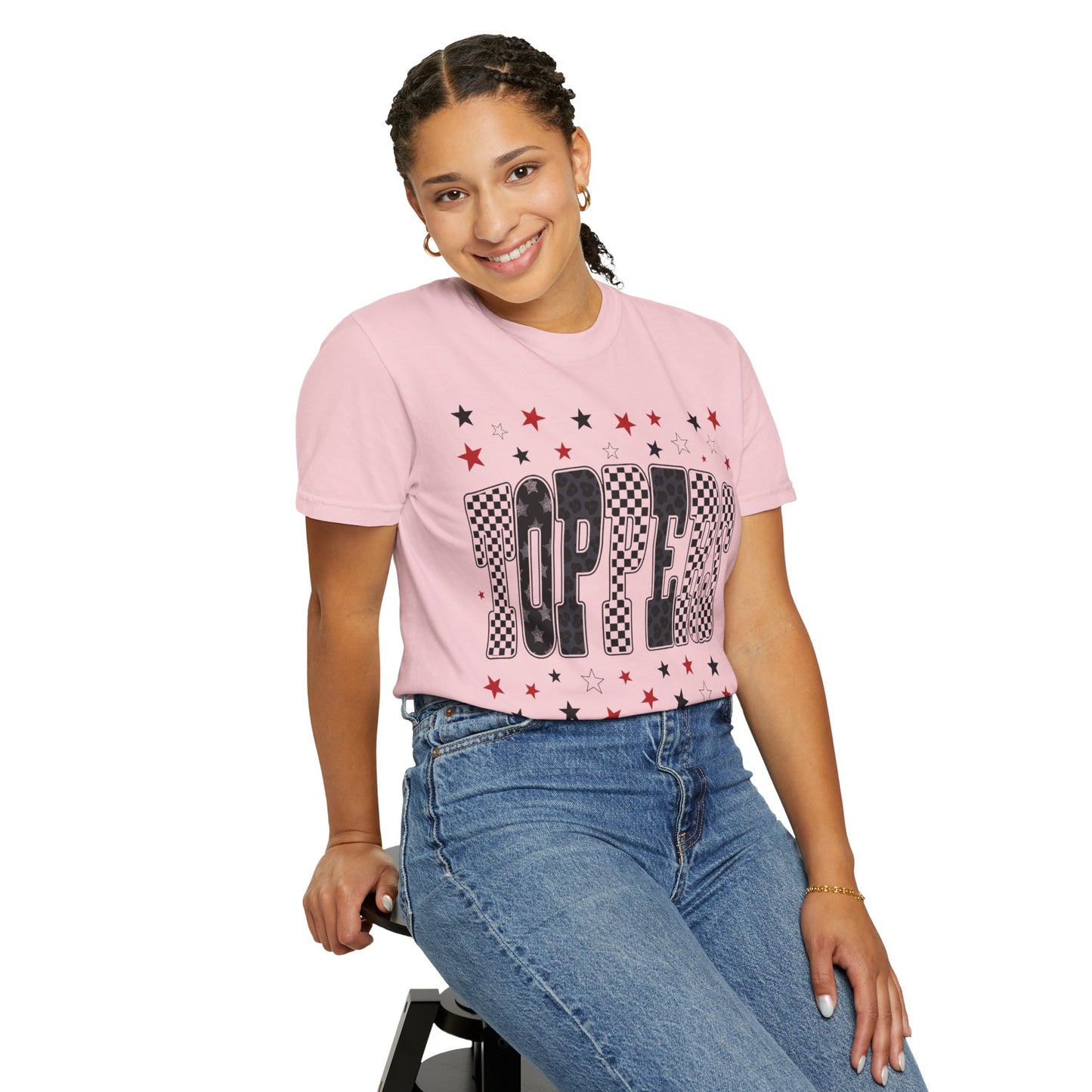 Topper Star and Checker Pattern Graphic Tee