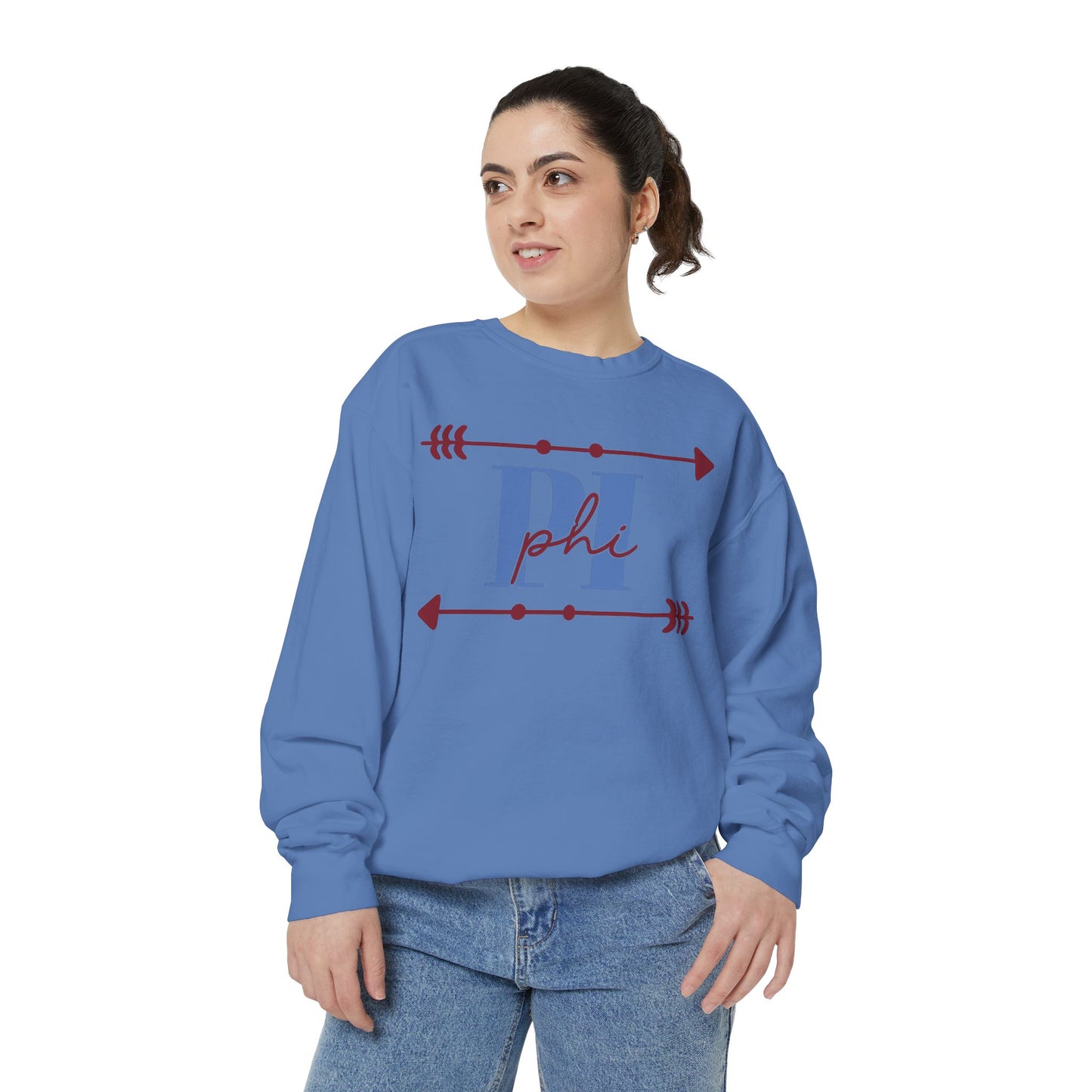 Phi Garment-Dyed Sweatshirt - Cozy Casual Unique Gift College Apparel Graduation Outfit
