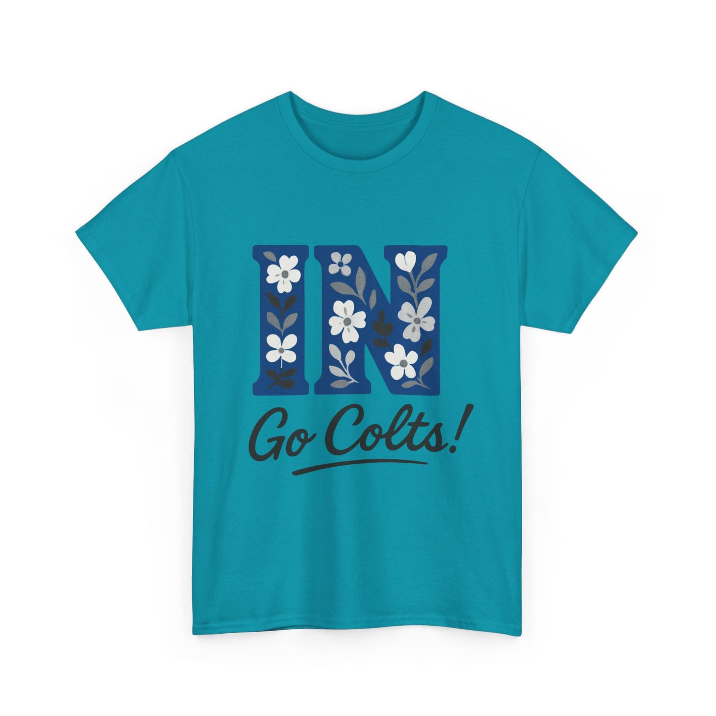 Floral Colts Tee | Unisex Heavy Cotton Tee for Sports Fans, Indiana Pride