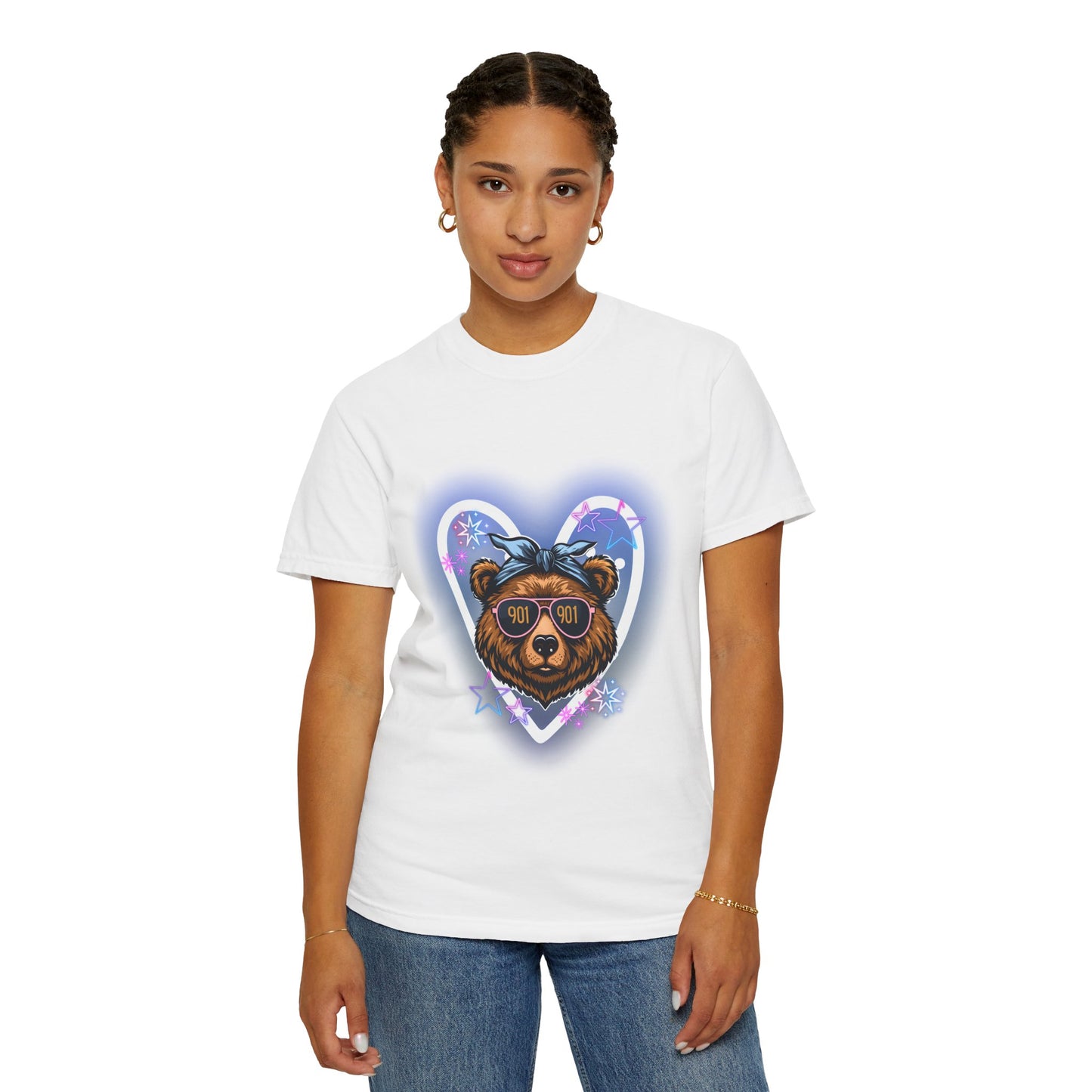 Neon Memphis Bear Graphic T-Shirt, Unisex Fashion Tee, Trendy Apparel, Memphis Grizz, 901 Memphis, Retro Design, Comfort Colors, Memphis Basketball Fan