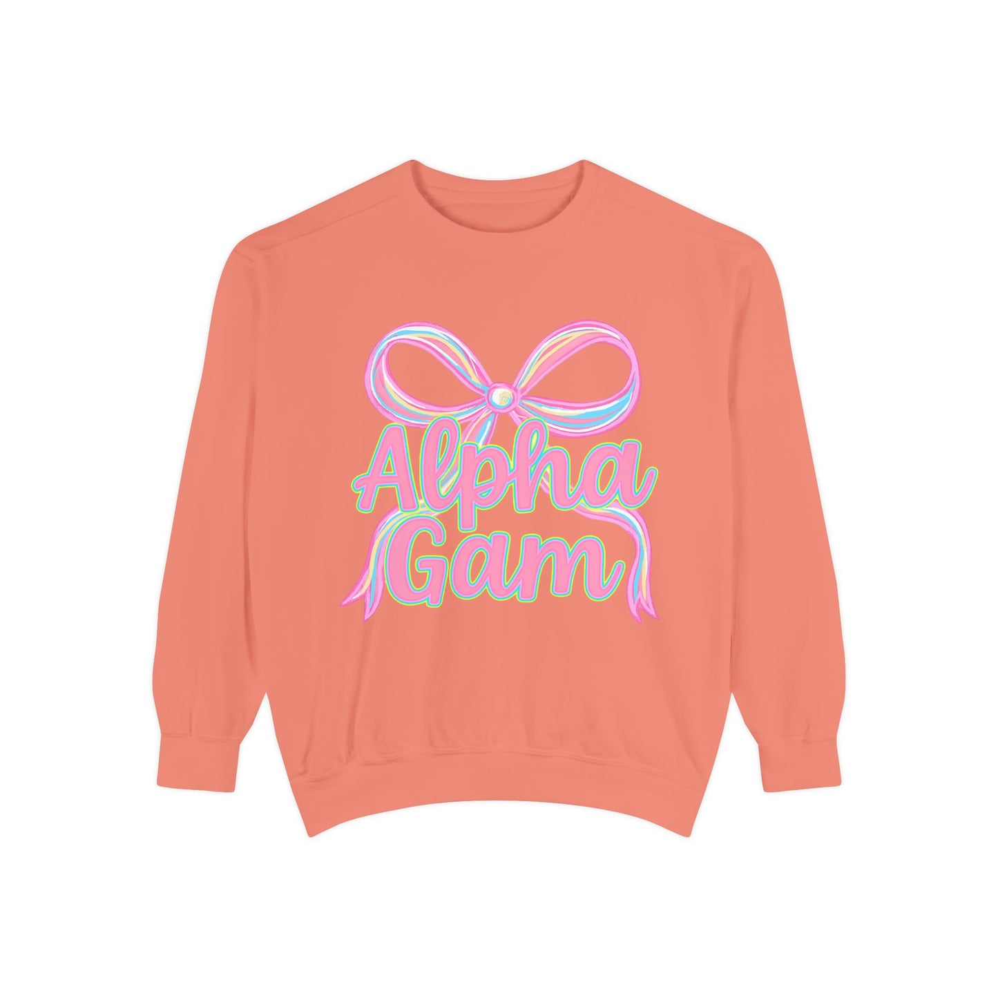 AlphaGam Unisex Garment-Dyed Sweatshirt, Sorority Sweatshirt, Cozy Gift, Casual Outfit, College Apparel, Sorority Merchandise