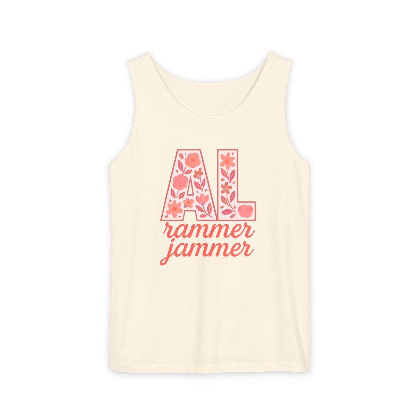 Floral Alabama Rammer Jammer Tank Top, Summer Tee, College Apparel, Game Day Shirt, Unisex Summer Clothing, Southern Style Top, Comfort Colors, Graduation Gift