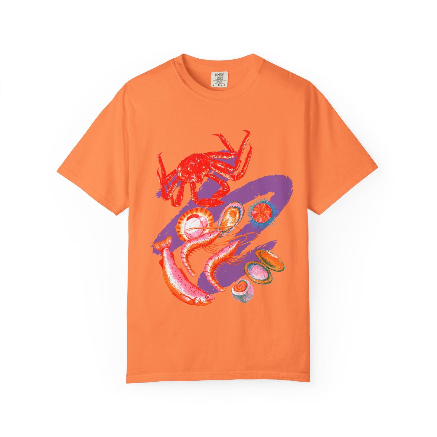 Comfort Colors Vibrant Seafood T-Shirt, French Coastal Tee, Distressed Shirt, Oversized Coquette Aesthetic, Nautical Style