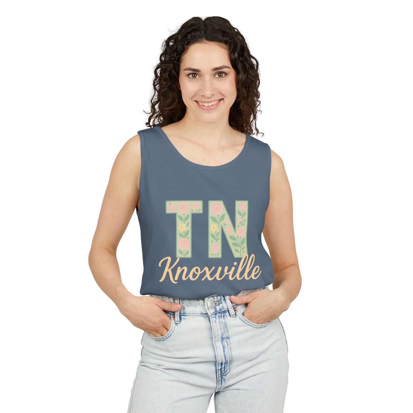 Tennessee Floral Tank Top, Unisex Sleeveless Shirt, Summer Tee, Casual Wear, Gift for Her, Comfort Colors, Graduation Gift, Rocky Top