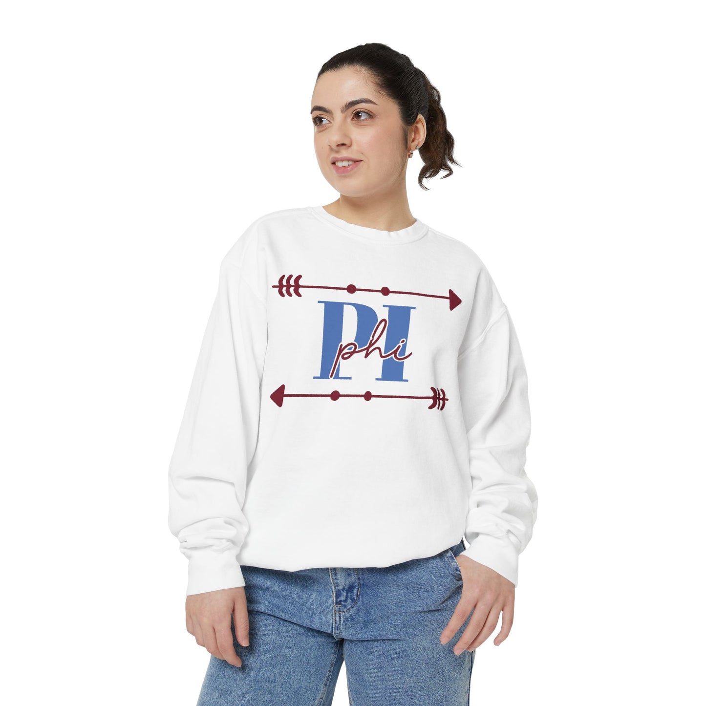Phi Garment-Dyed Sweatshirt - Cozy Casual Unique Gift College Apparel Graduation Outfit