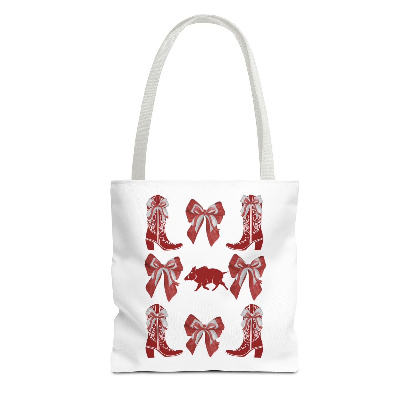 Arkansas Coquette Bow Chic Tote Bag - Stylish Carryall for Cowgirls, Woo Pig Gifts, AR Razorback Fan Gift, Arkansas Game Day Tote, Graduation Gift, Arkansas Alumni