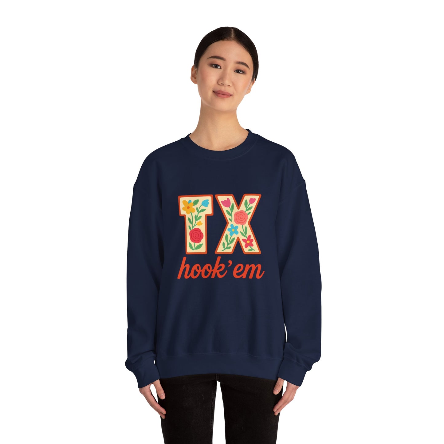 TX Hook'em Unisex Crewneck Sweatshirt | Cozy Texas Pride Apparel, Perfect for Game Day, Casual Outfits, Gifting
