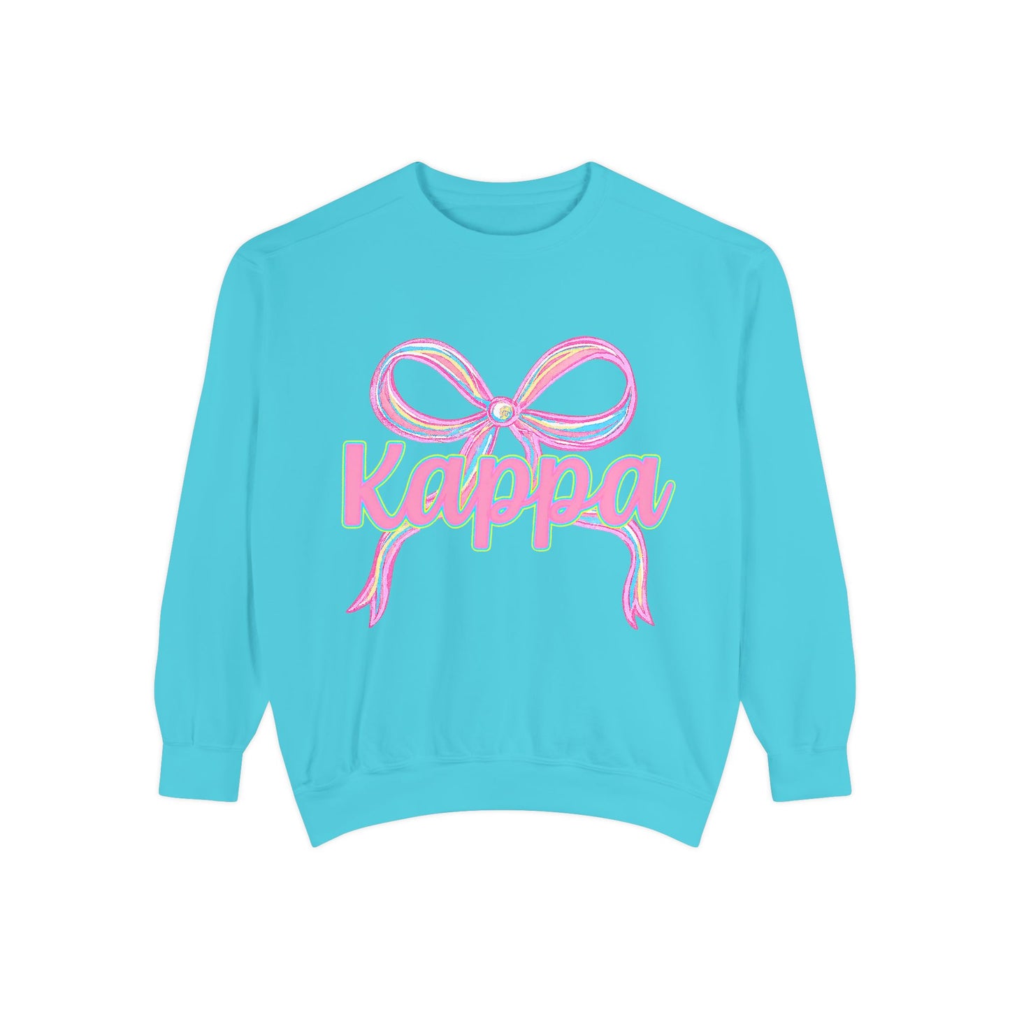 Kappa Bow Sweatshirt, Unisex Garment-Dyed Sweatshirt, Cozy Fashion, Fall Wardrobe, College Spirit, Gift Idea, Trendy Apparel