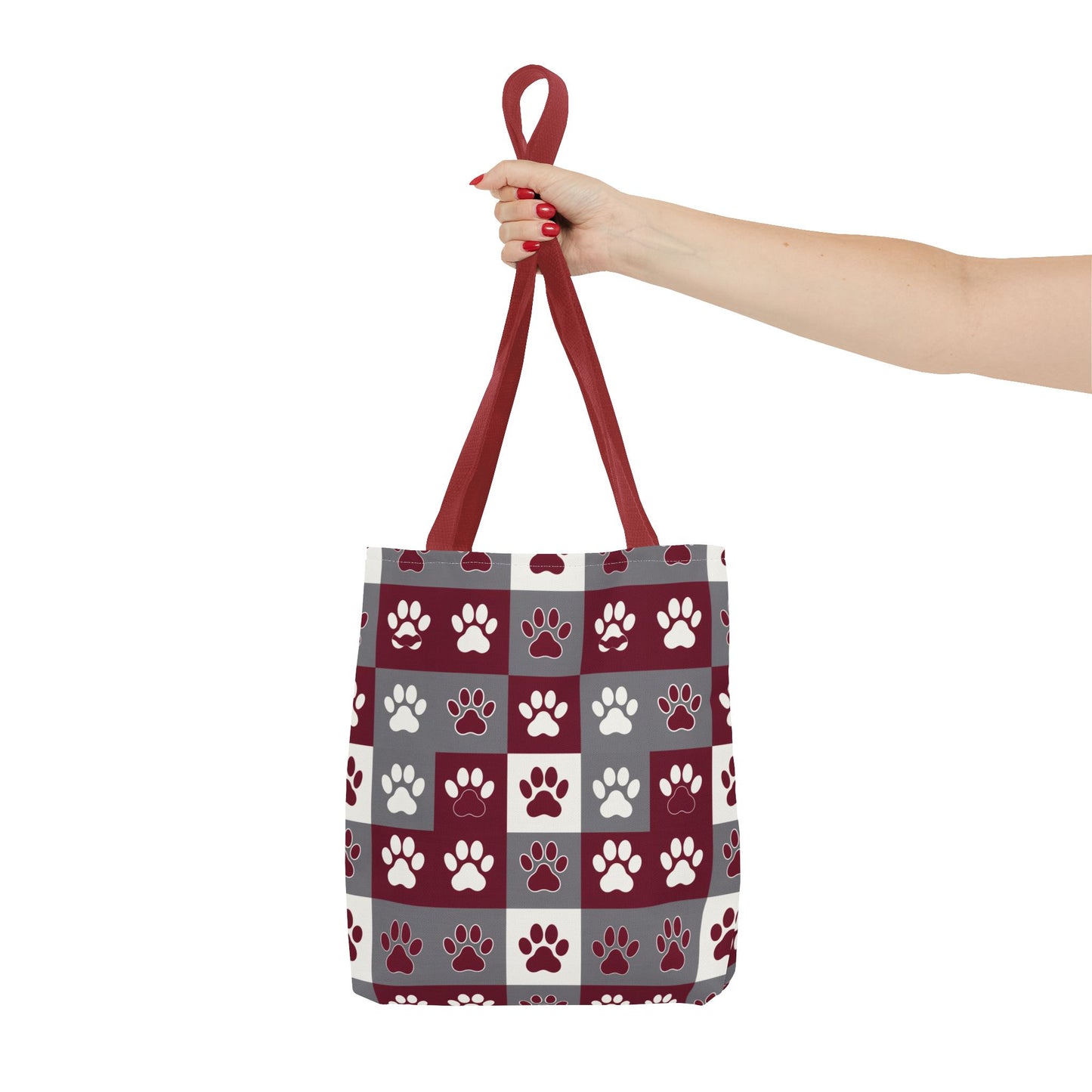 MS Bulldog Tote Bag - AOP, Paw Print Design, Reusable Shopping Bag, Mississippi Bulldog Fan, Animal Lover Accessory