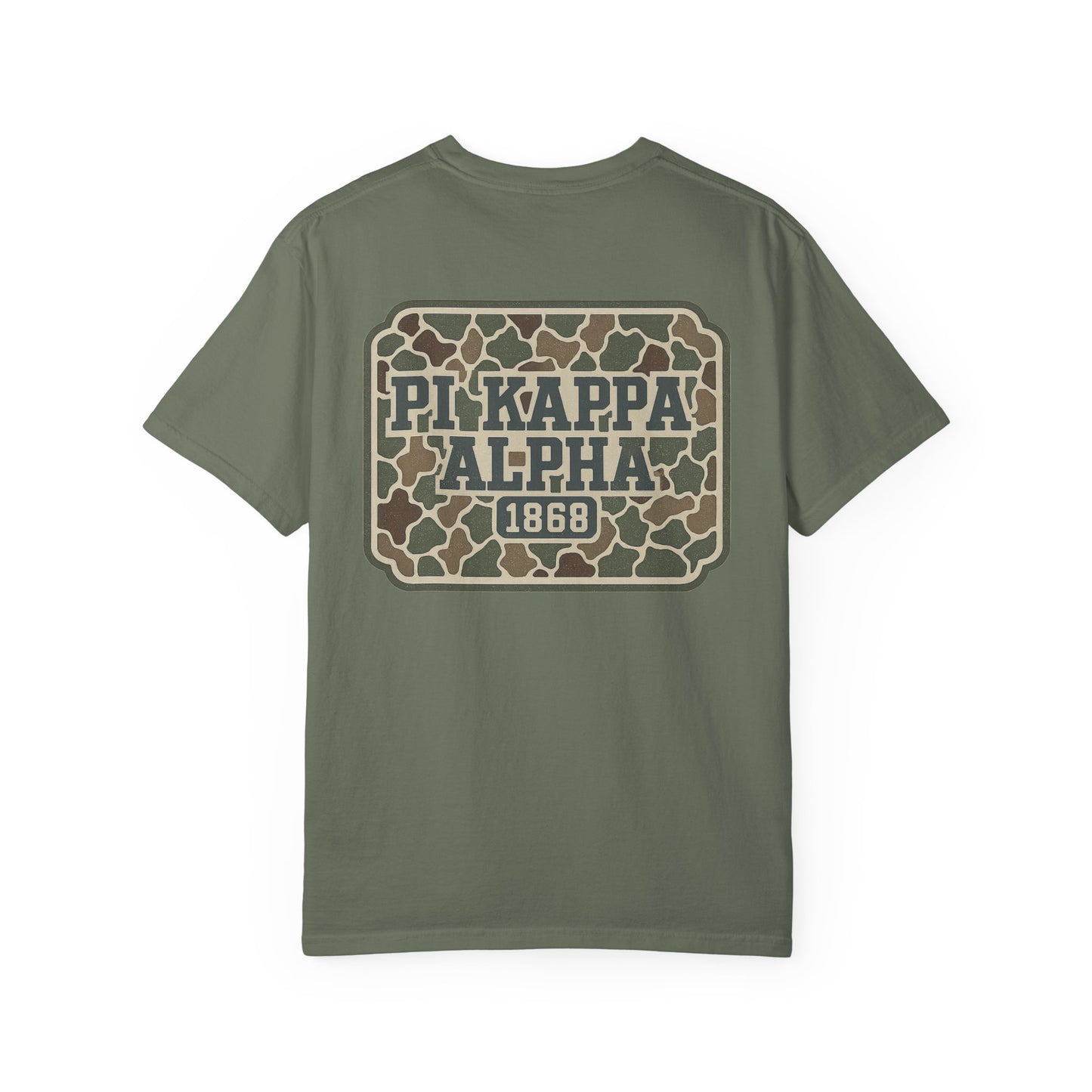 PiKappaAlpha Camouflage T-Shirt | Unisex Garment-Dyed Tee | Casual Wear, Greek Life Apparel, College Gifts, Brotherhood Shirt, Event [...]
