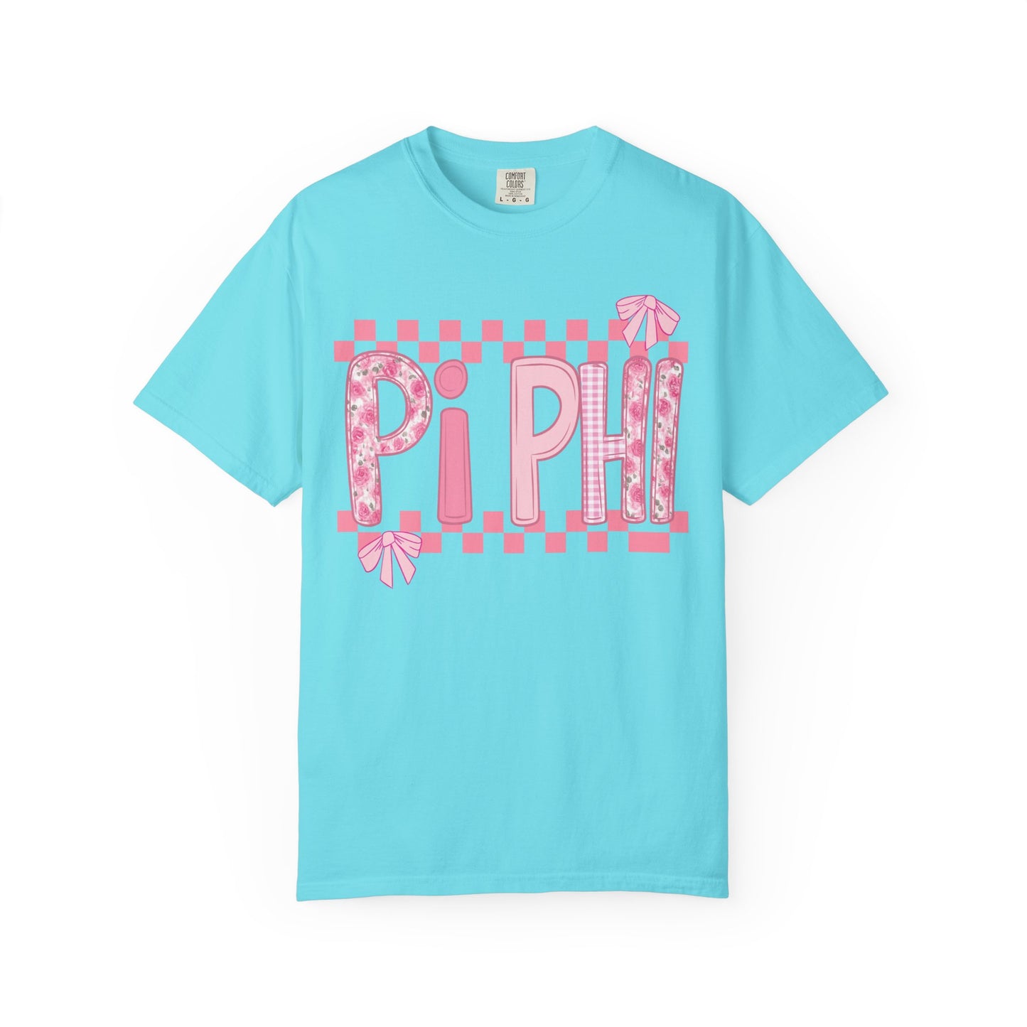 Cute Garment-Dyed T-Shirt for Sorority Sisters, Pi -Checked Style, Perfect for Casual Outings, Sorority Events, Gifts