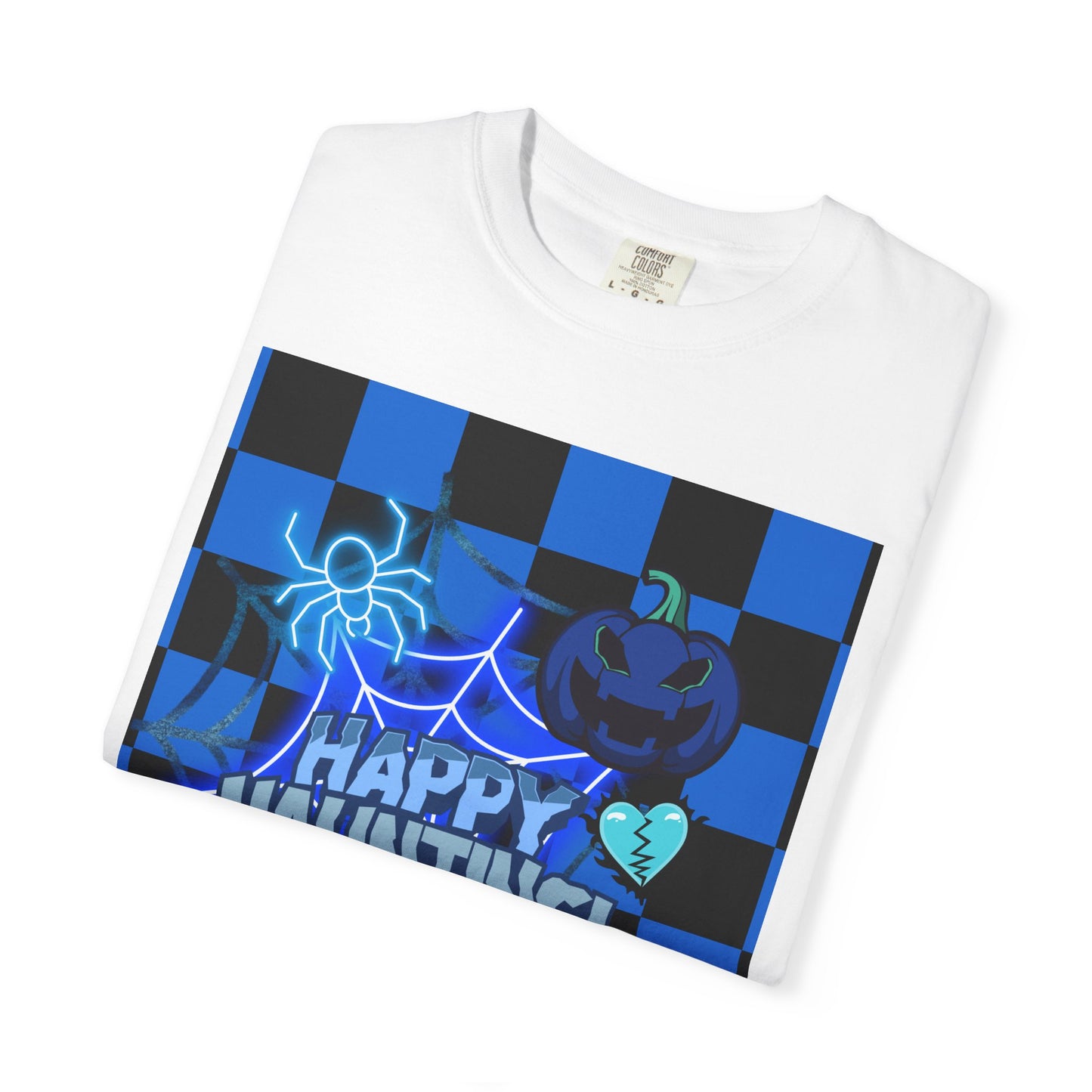 Happy Haunting Unisex Garment-Dyed T-shirt, Halloween Tee, Spooky Shirt, Fall Fashion, Casual Wear, Pumpkin Fest