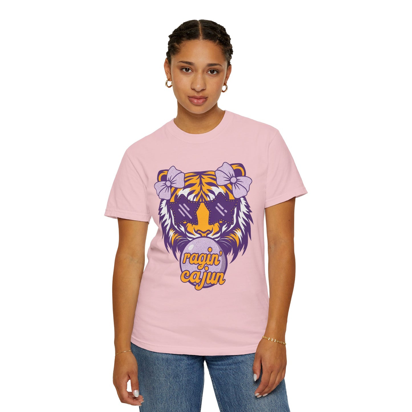 Ragin Cajun Bow Bubble Tiger T-Shirt - Casual Wear and Gift for Animal Lovers